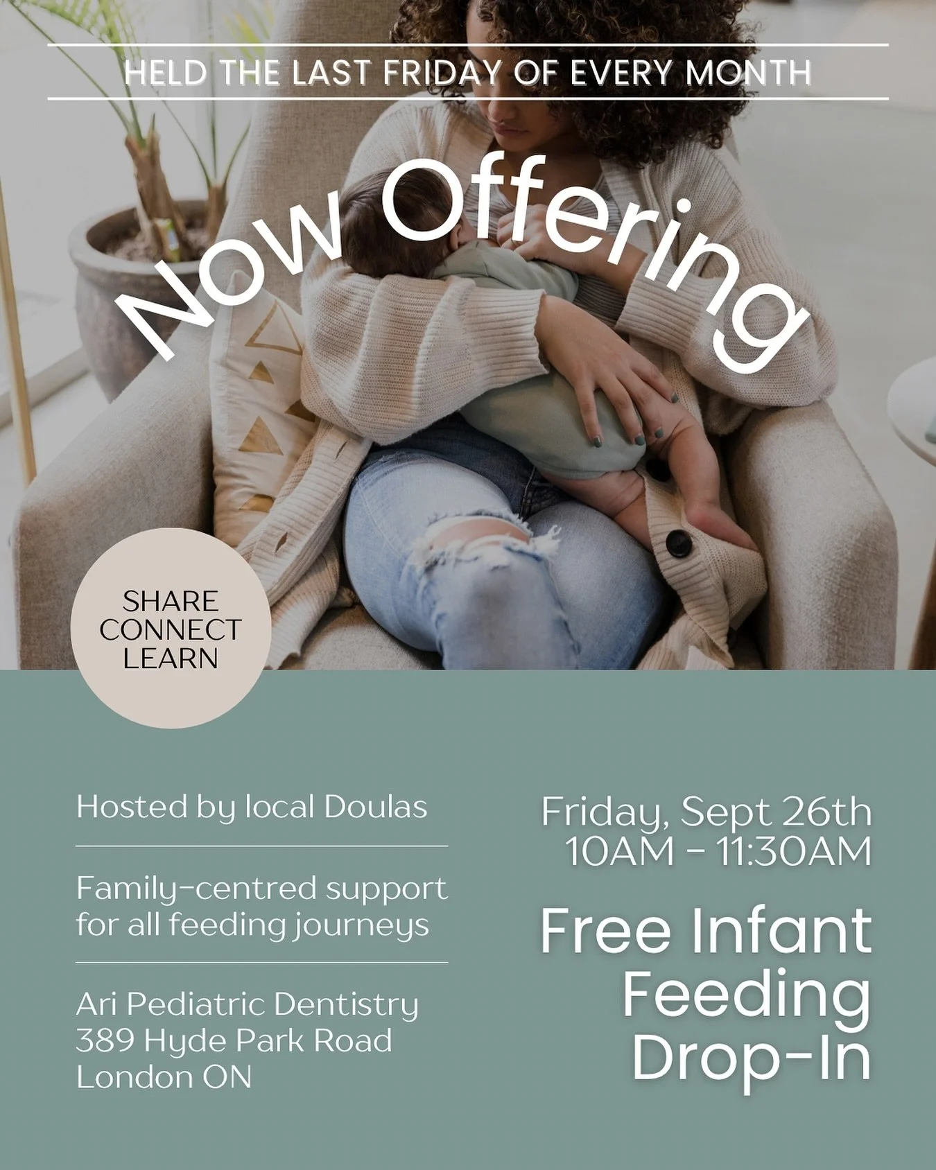 ✨FREE Infant Feeding Drop-in! ✨

We&rsquo;re thrilled to be offering a monthly drop-in group for families navigating infant feeding challenges. 

Body and bottle fed babies welcome! 

Hosted by local Doulas, this will be a warm, judgement-free space 