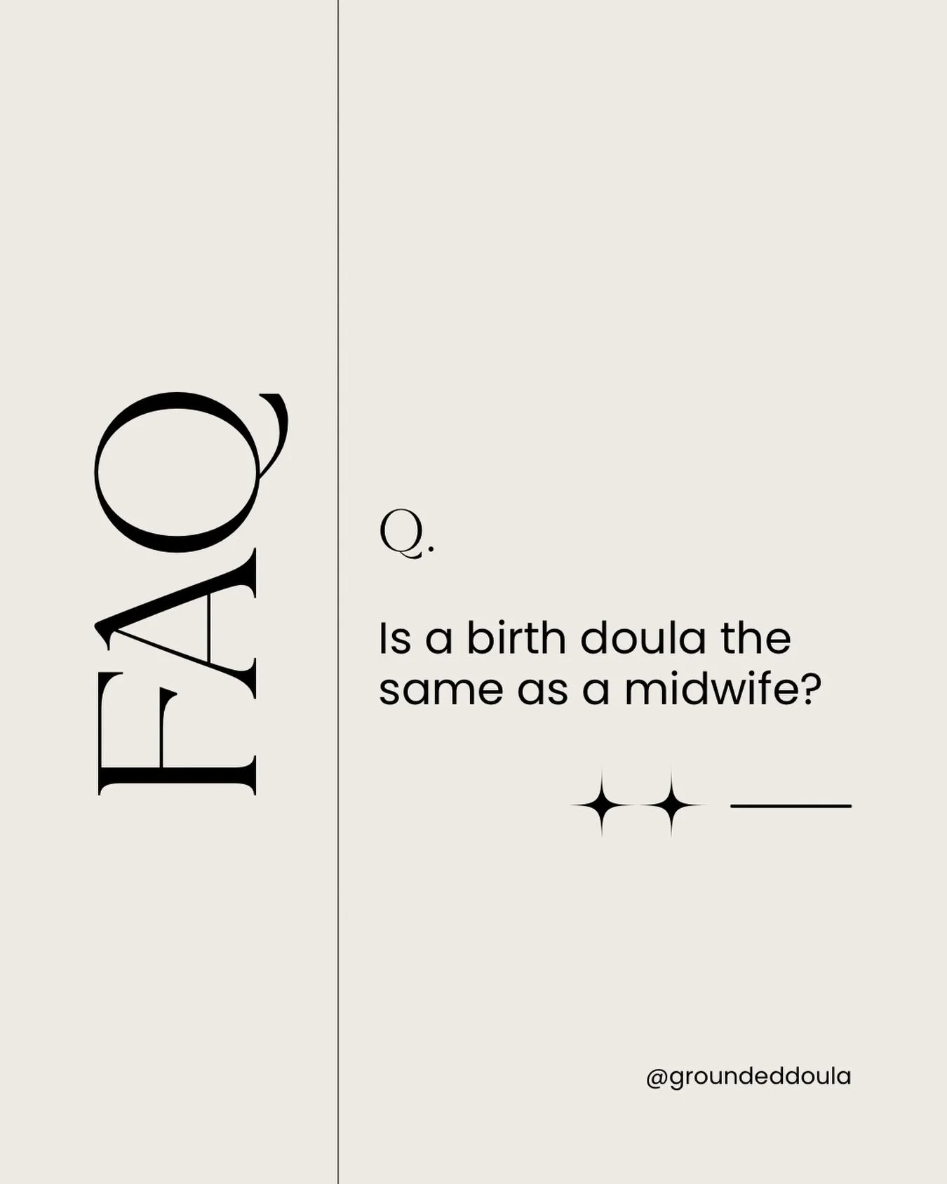 ✨ FAQ Friday! ✨

Q: &ldquo;Is a birth doula the same as a midwife?&rdquo;

A: No! Doulas and midwives complement each other well, but we have very different and important roles. Both are great to have on your team!

🌿 MIDWIVES are healthcare provide