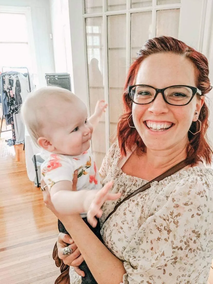 Keri holding a doula baby friend.