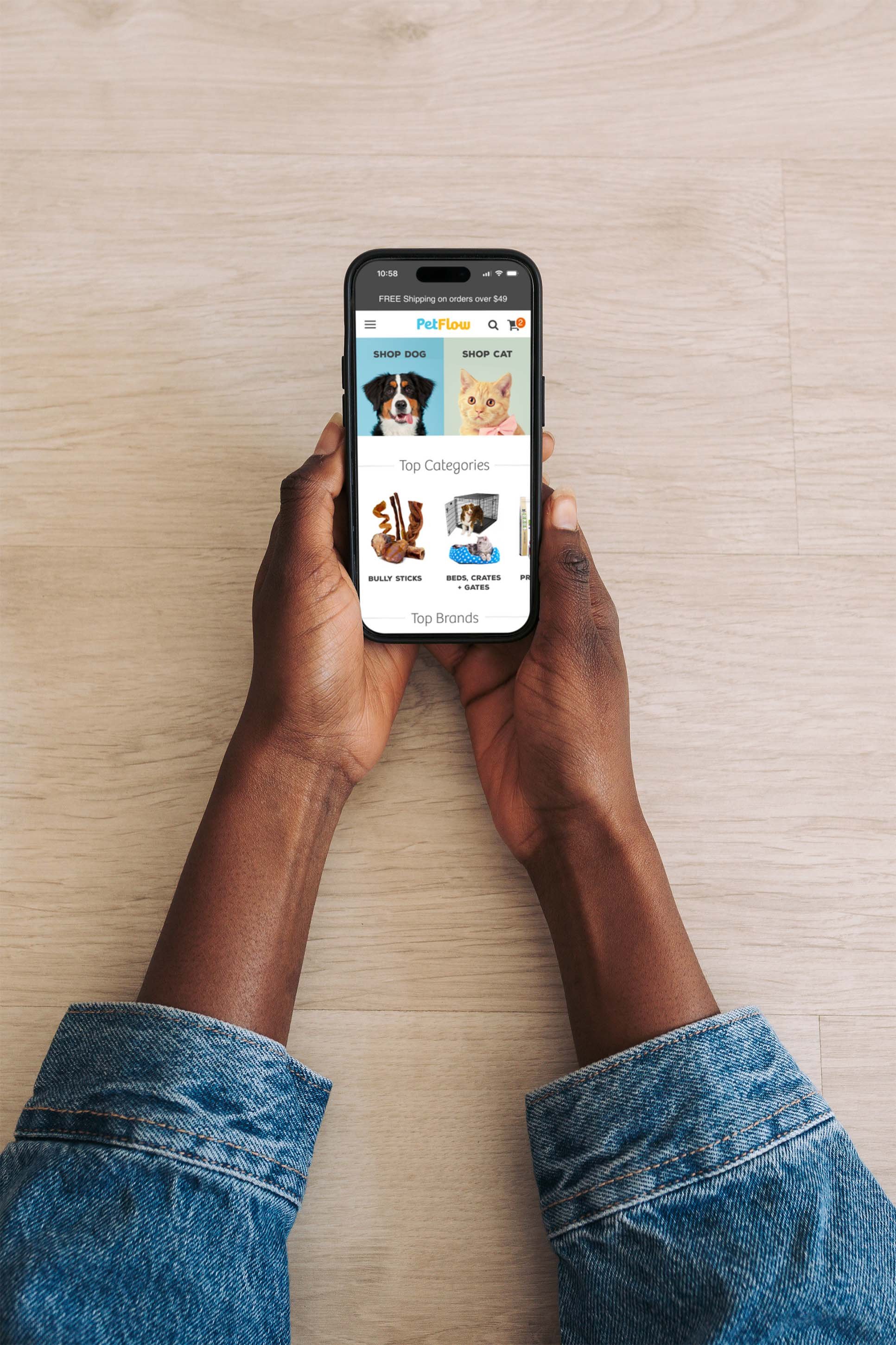 Petflow mobile homepage