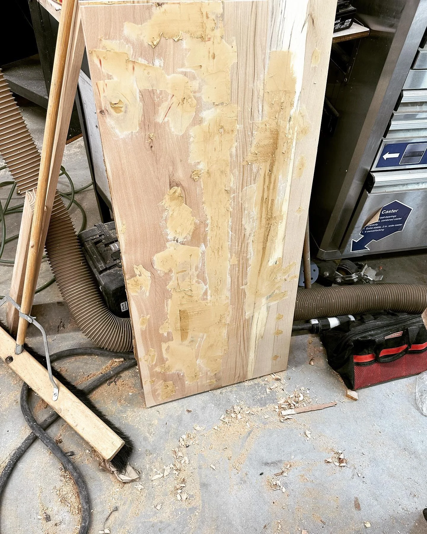 Epoxy and wood filler on some more reclaimed beech bar tops