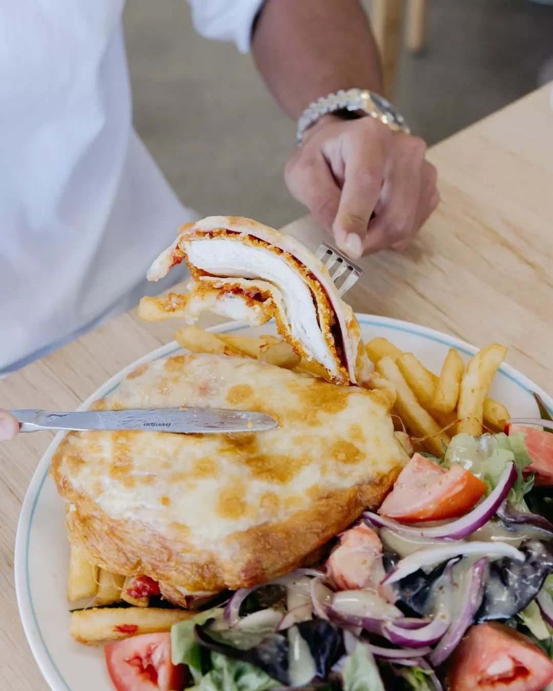 Looks like the weather took a turn, but Chicken Parmi night is still happening! Join us tonight for a delicious meal with chips and salad for only $16!