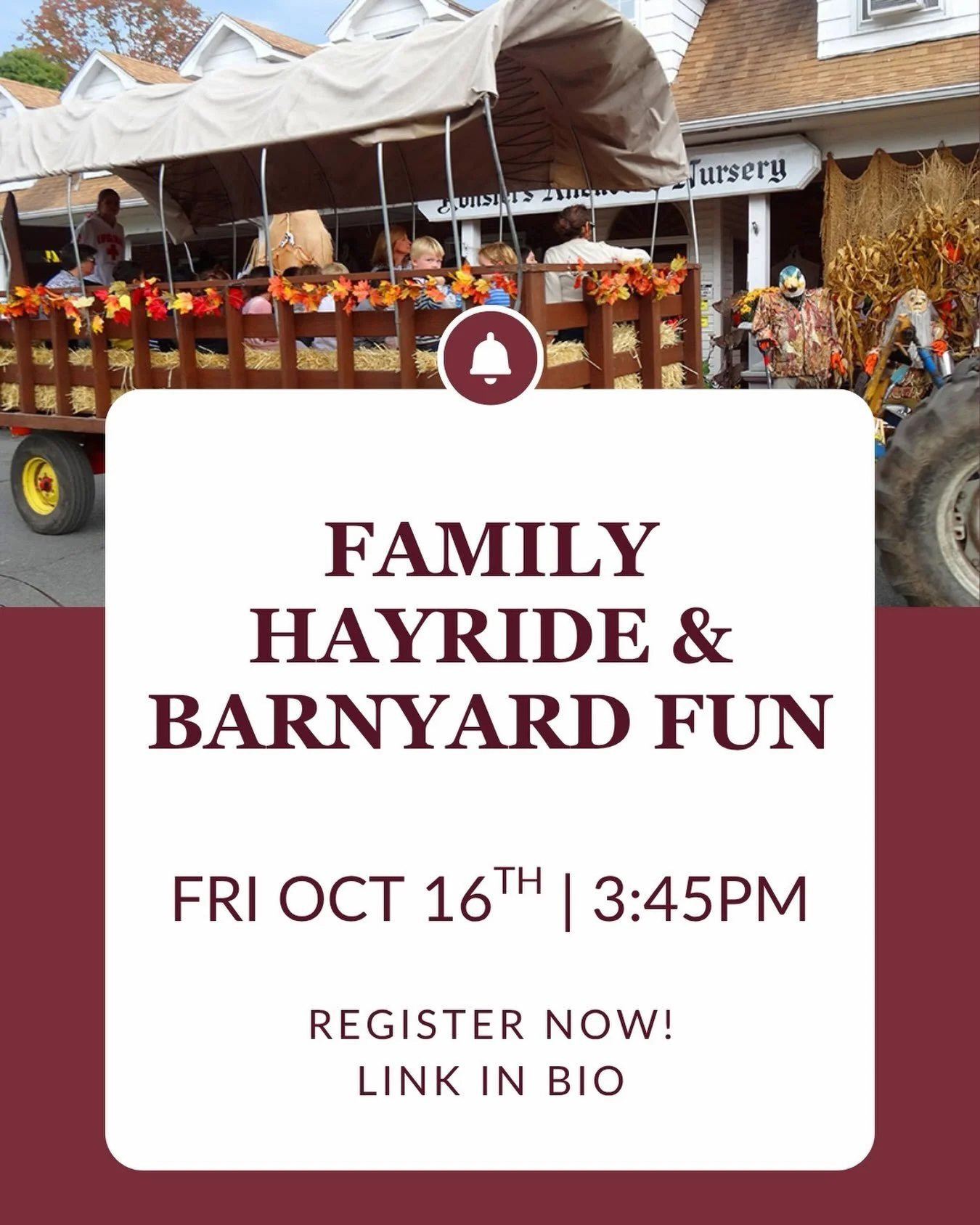 Join us for a family hayride at Rohslers Nursery in Allendale! After the hayride, hang out with a maze, animal viewing, carnival games for kids, and a sweet treat 🍂🎃🍭