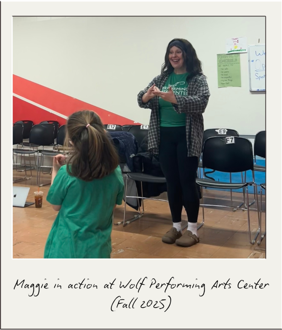 Photo of Maggie Brennan teaching at Wolf Performing Arts Center