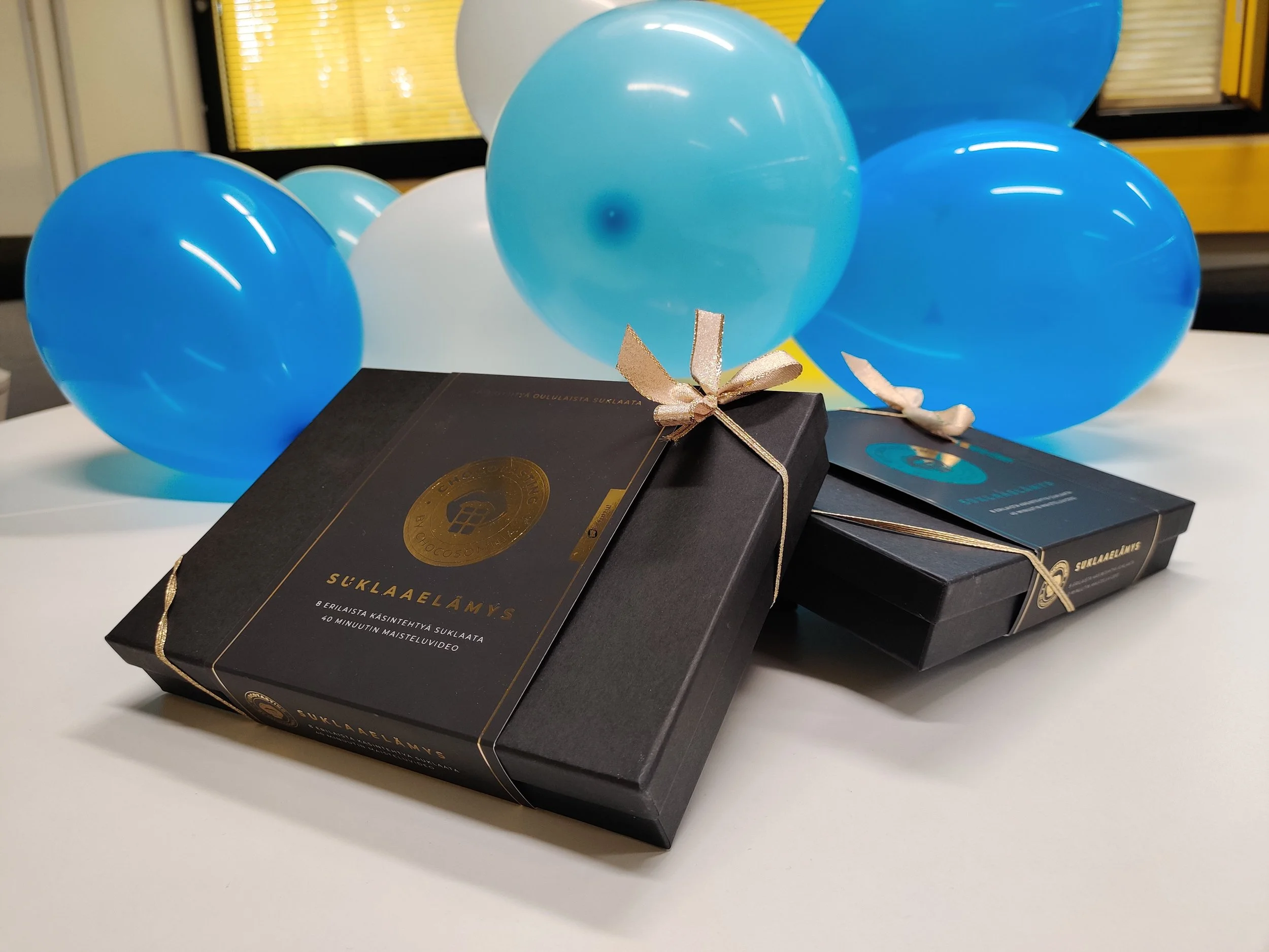 Chocolate boxes and balloons.