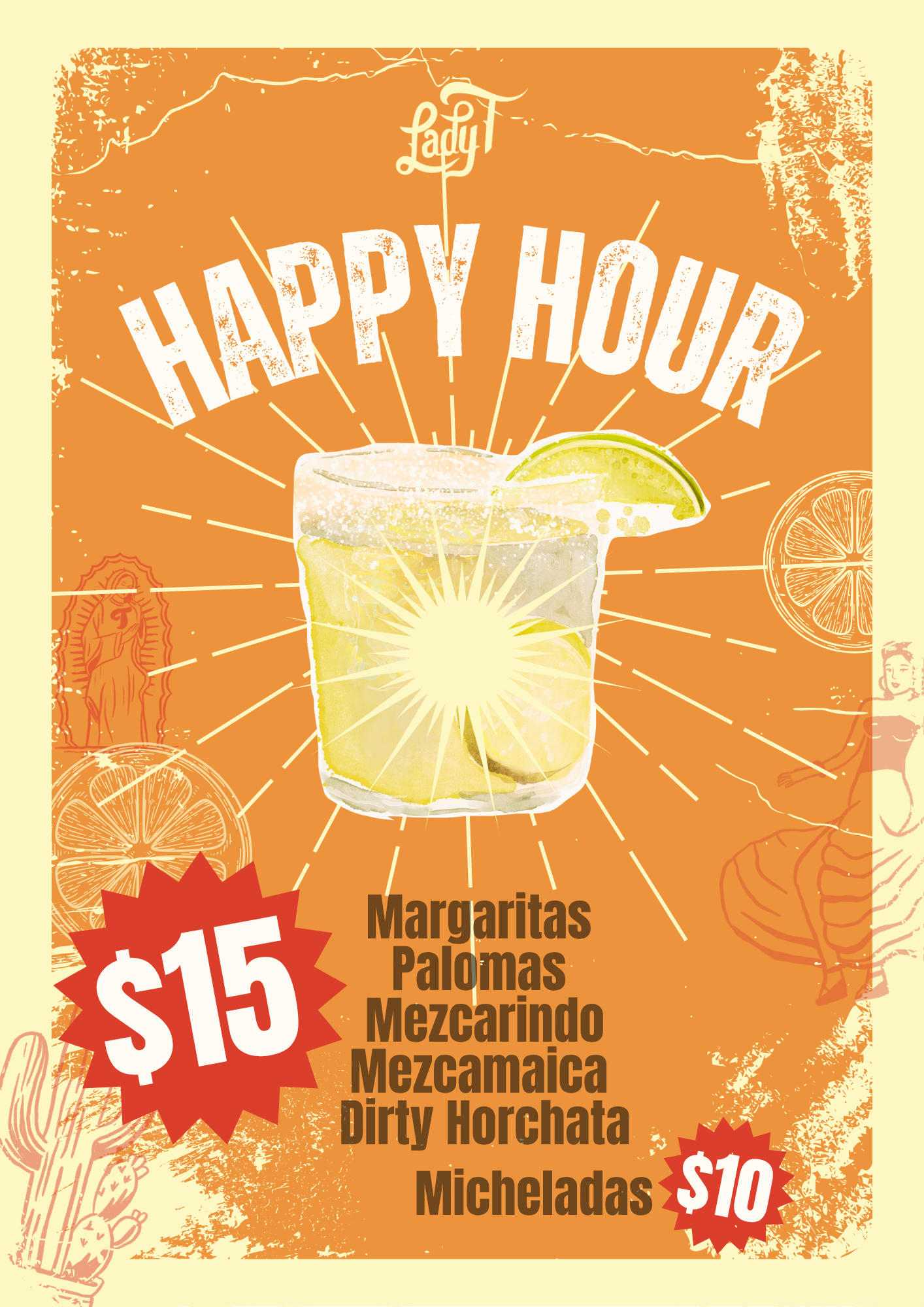 Lady T Bar Happy Hour specials in Cremorne — margaritas and Latin drinks with prices
