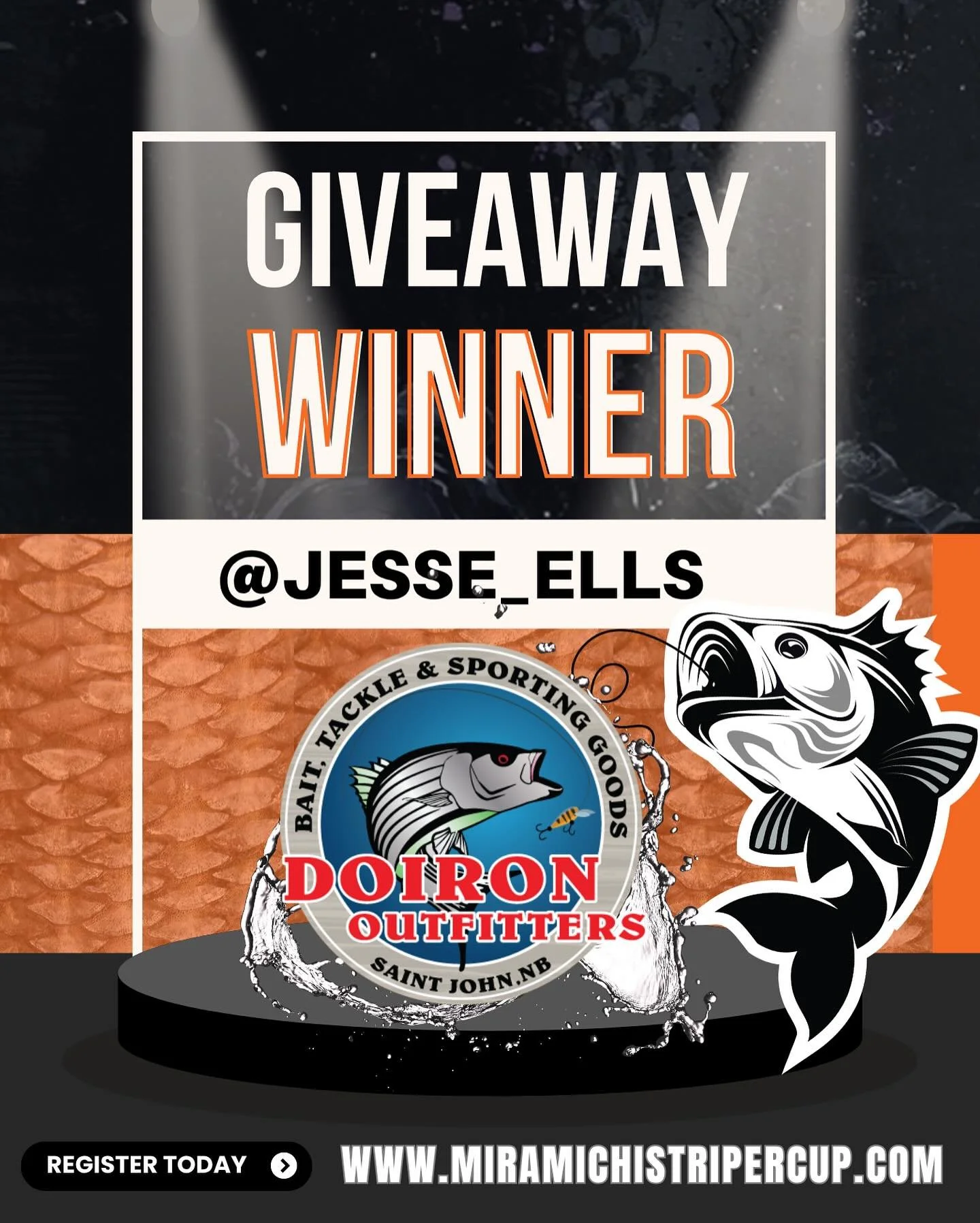 CONGRATULATIONS @jesse_ells 

You&rsquo;re taking home $1,000, proudly presented by @doiron.outfitters 

This one was decided by you&mdash;and the support for our sponsors and the Miramichi Striper Cup truly means a lot.

A huge thank you to everyone