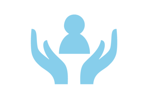 Illustration of two hands holding a person icon