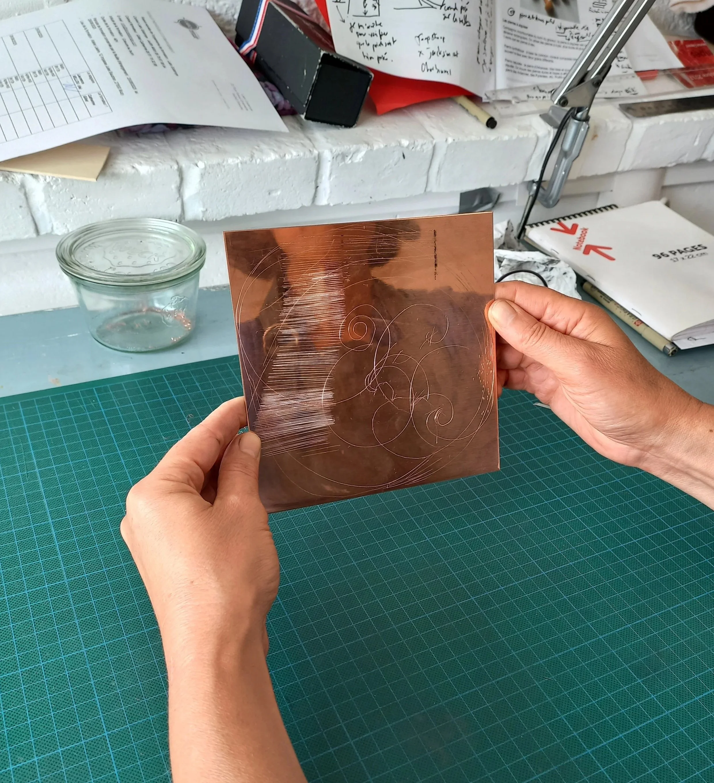 Formation gravure au burin avec Catherine Gillet et Labo Estampe