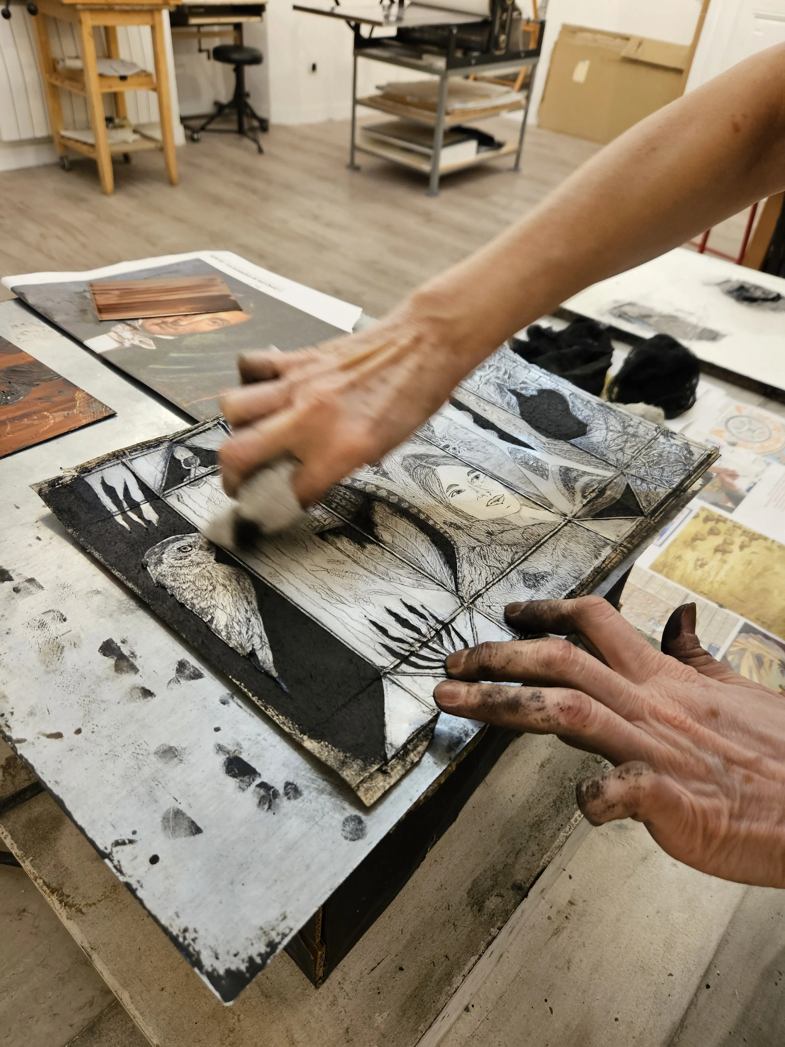 Cours à l'année & stages de gravure à Dreux avec Catherine Gillet
