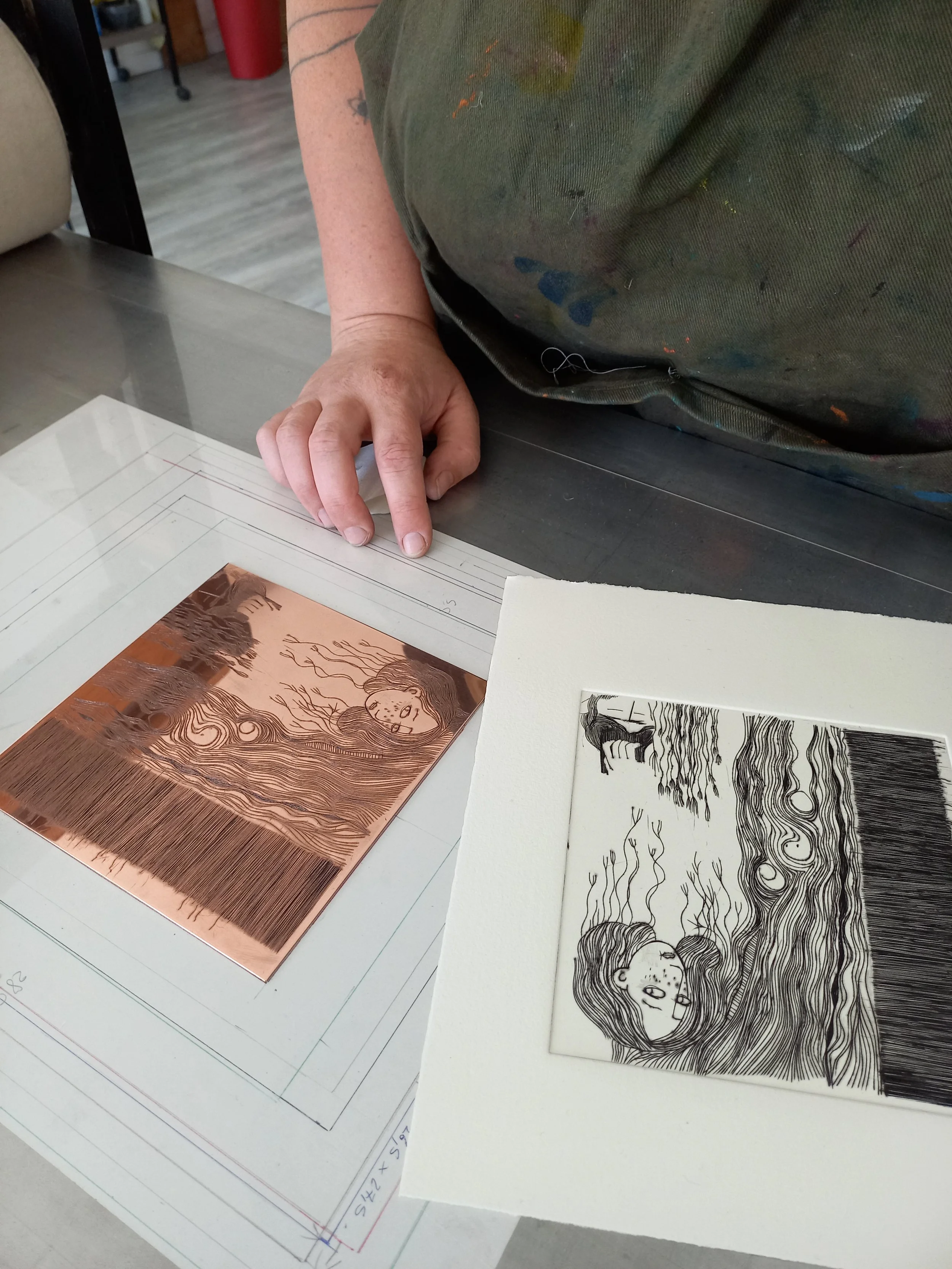 Formation gravure au burin avec Catherine Gillet et Labo Estampe