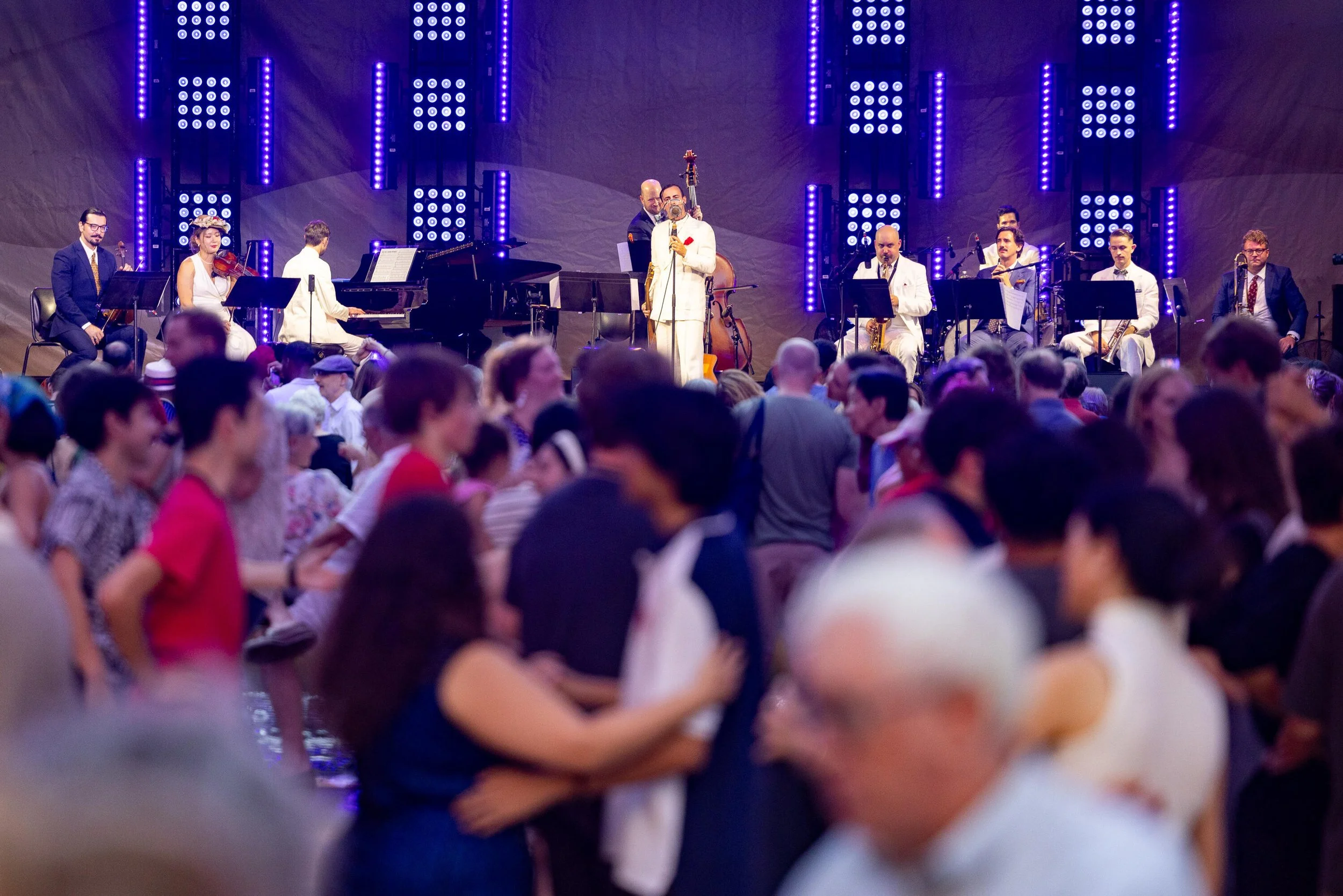 Charlie Roman leading Glad Rags Orchestra at Lincoln Center in New York City