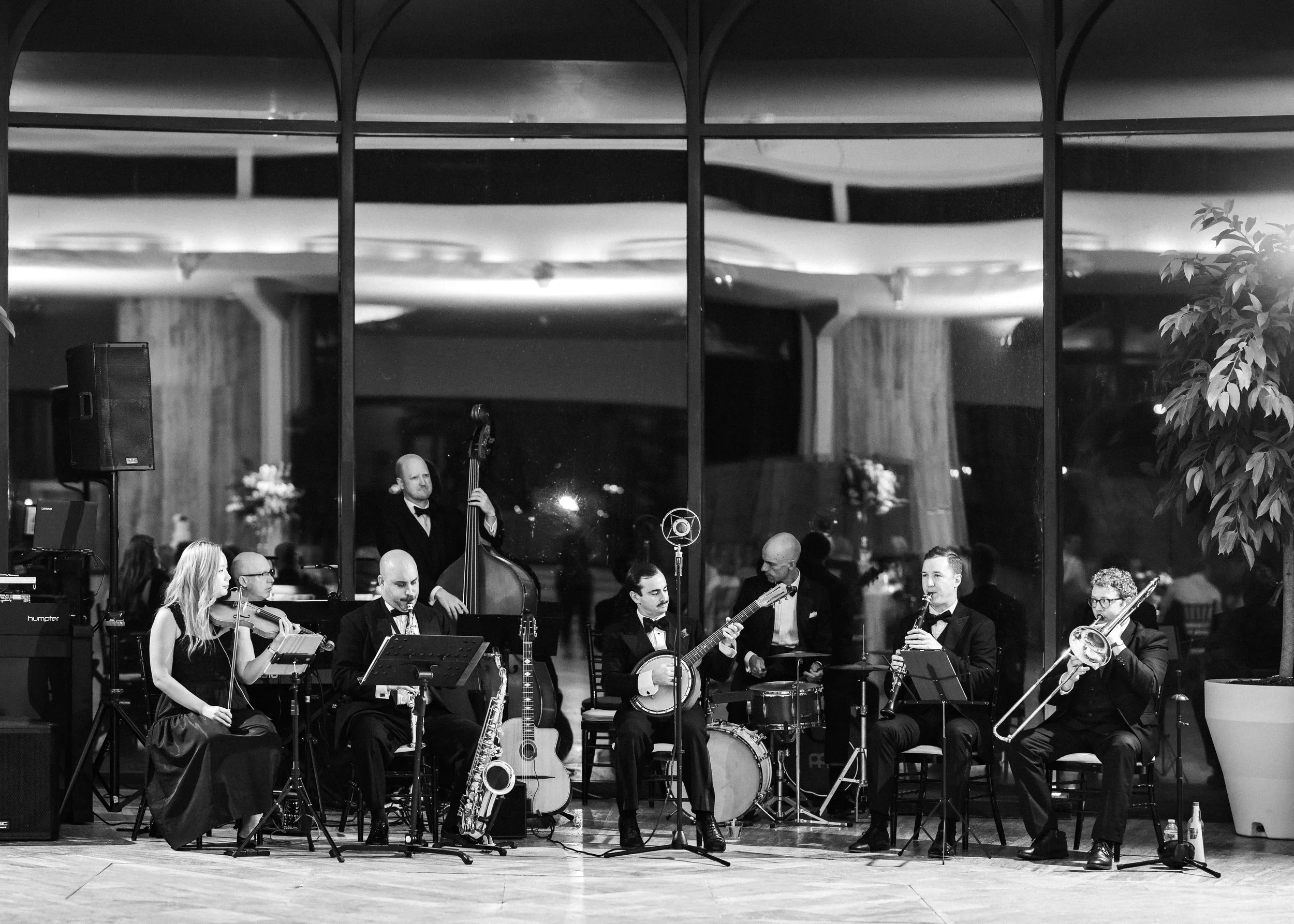 Charlie Roman Jazz Band performing live at an elegant wedding reception