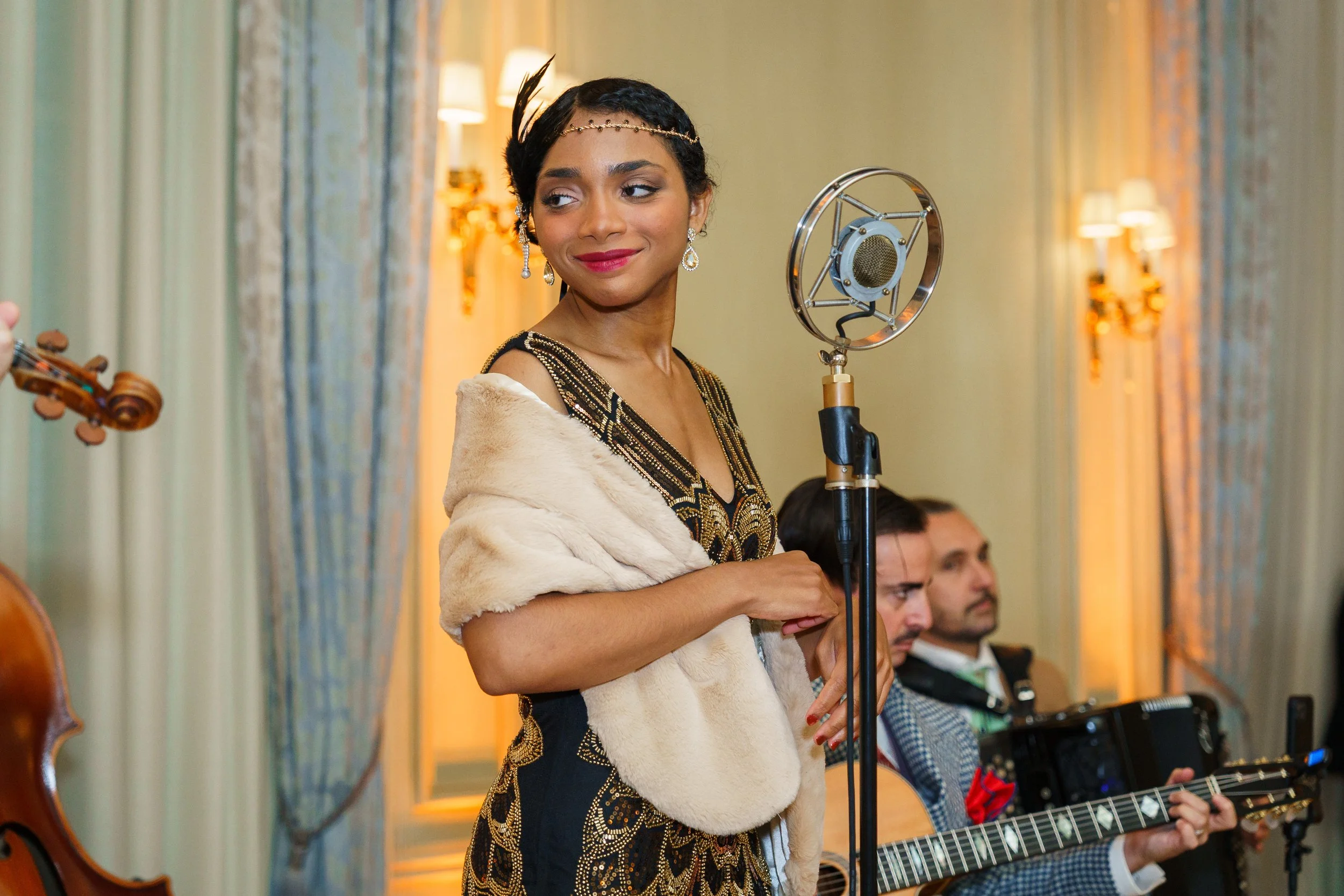 Charlie Roman Jazz Band performing vintage and French jazz at a gala at Meridian International Center in Washington, DC.