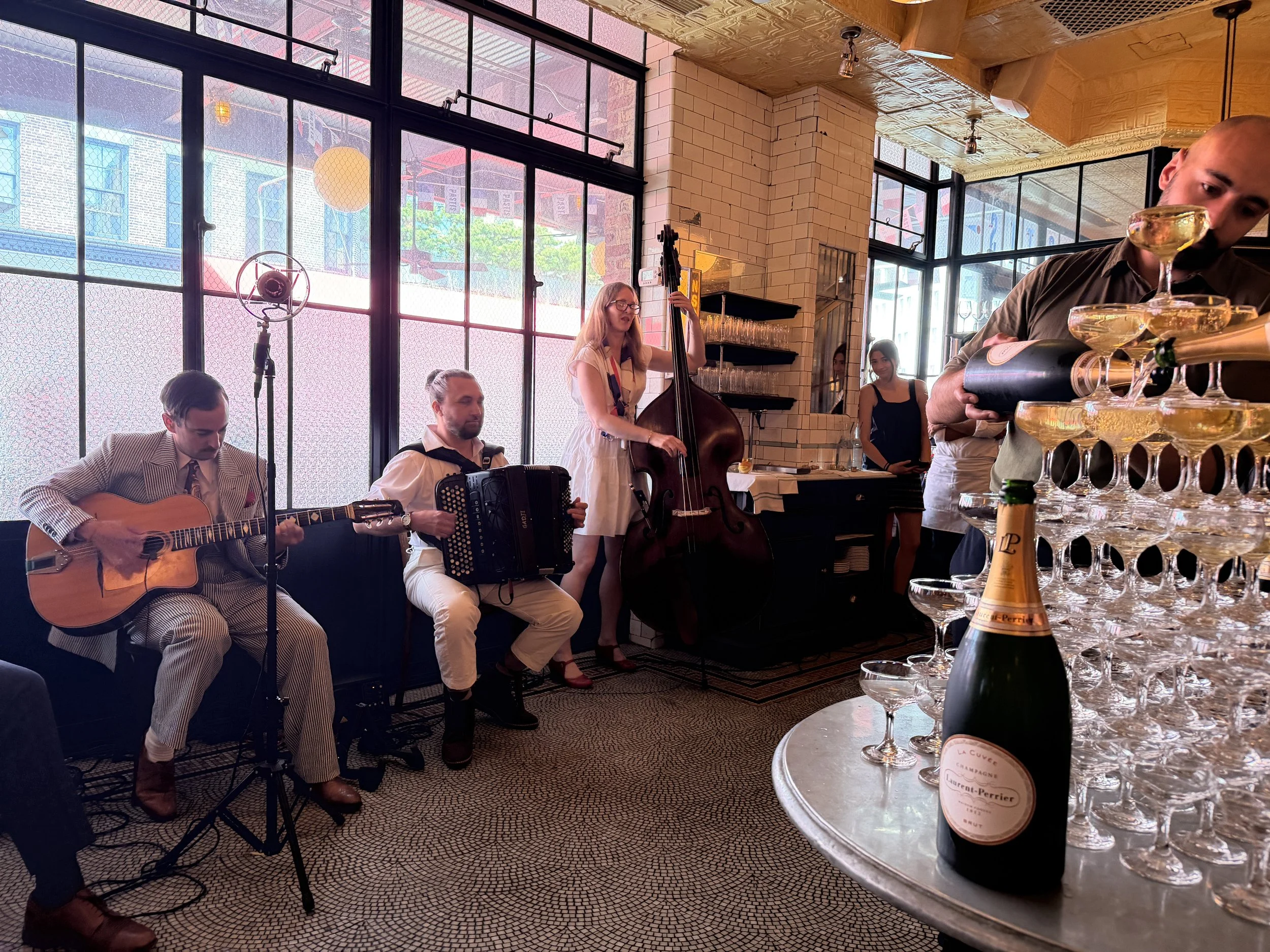 French jazz band performing at Pastis in New York City for Bastille Day.