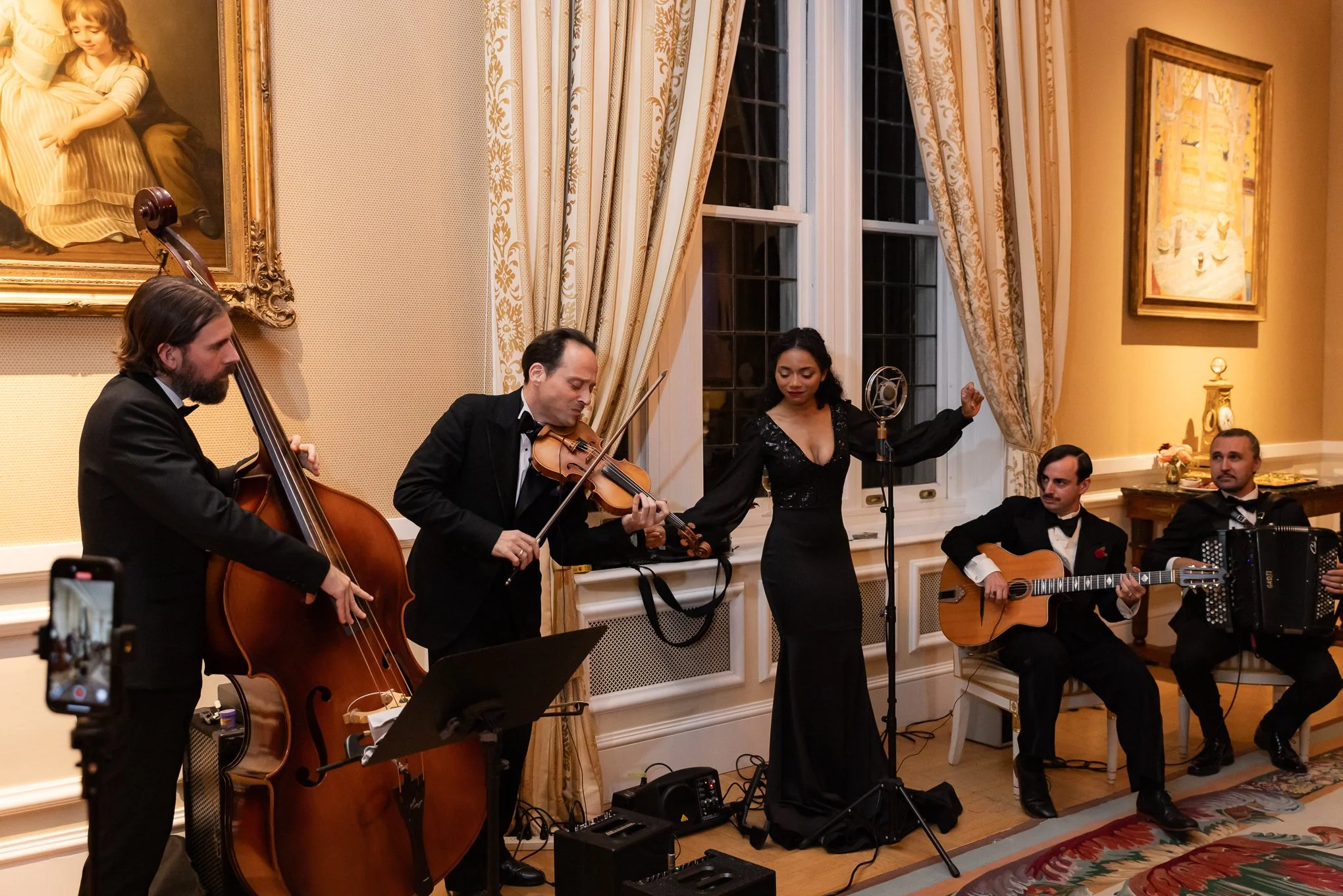 Charlie Roman Hot Club, a New York City French jazz band, performing at the French Embassy in Washington, DC