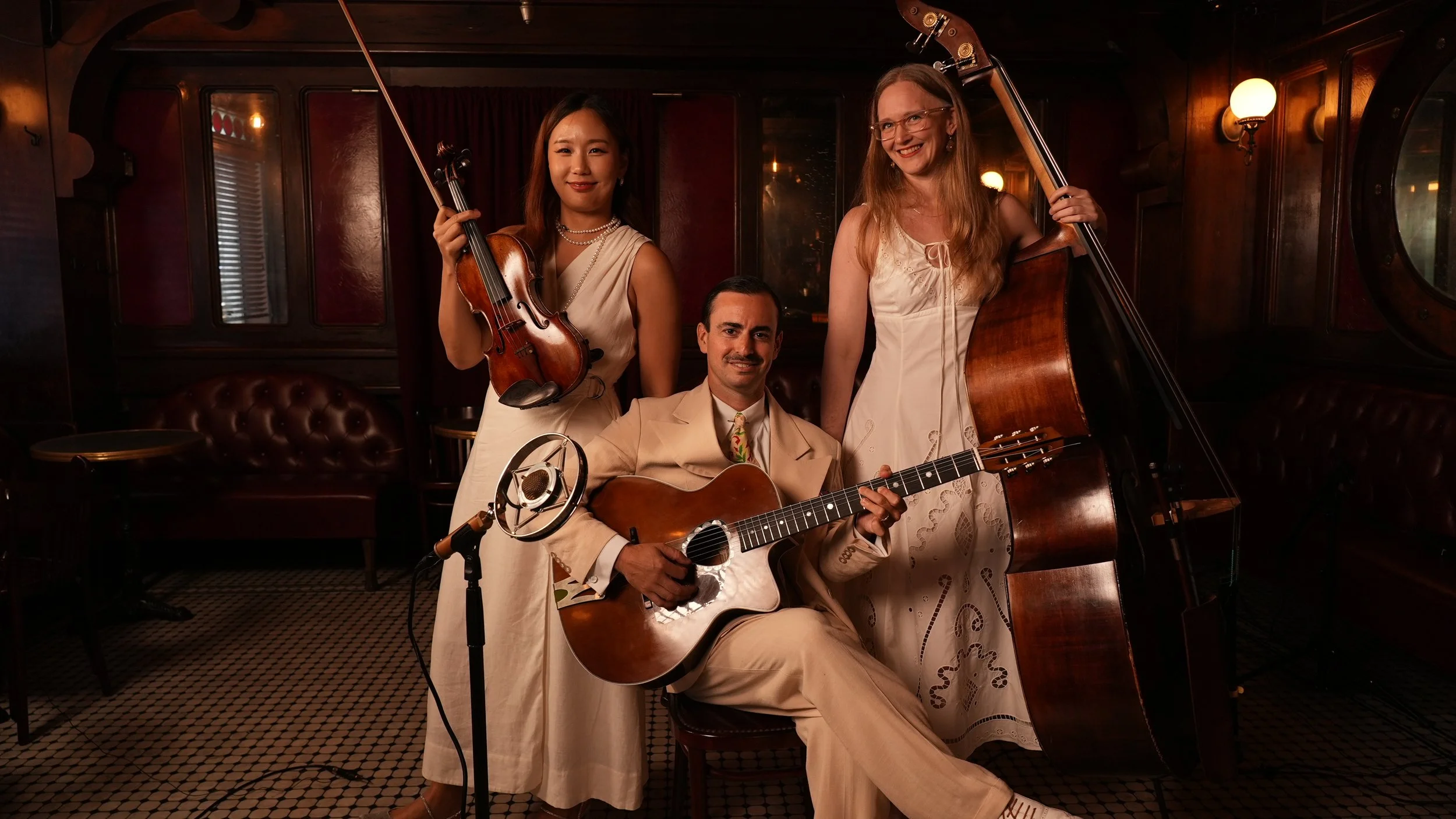 Charlie Roman Jazz Band trio with violin, guitar, and upright bass in New York City