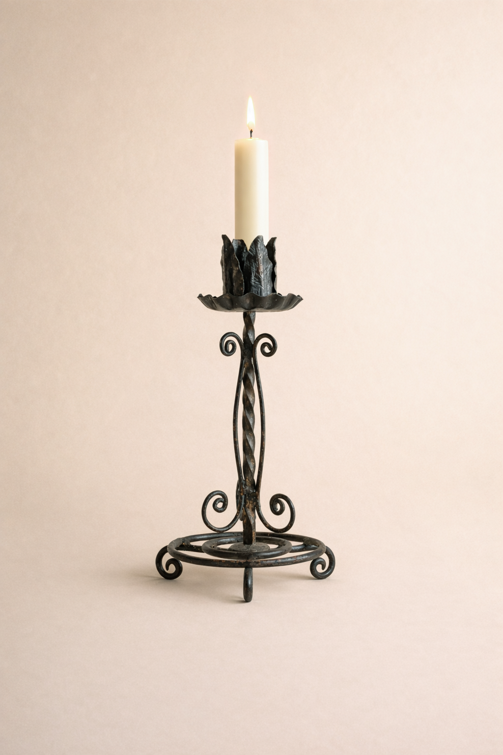 Forged Iron Candlestick