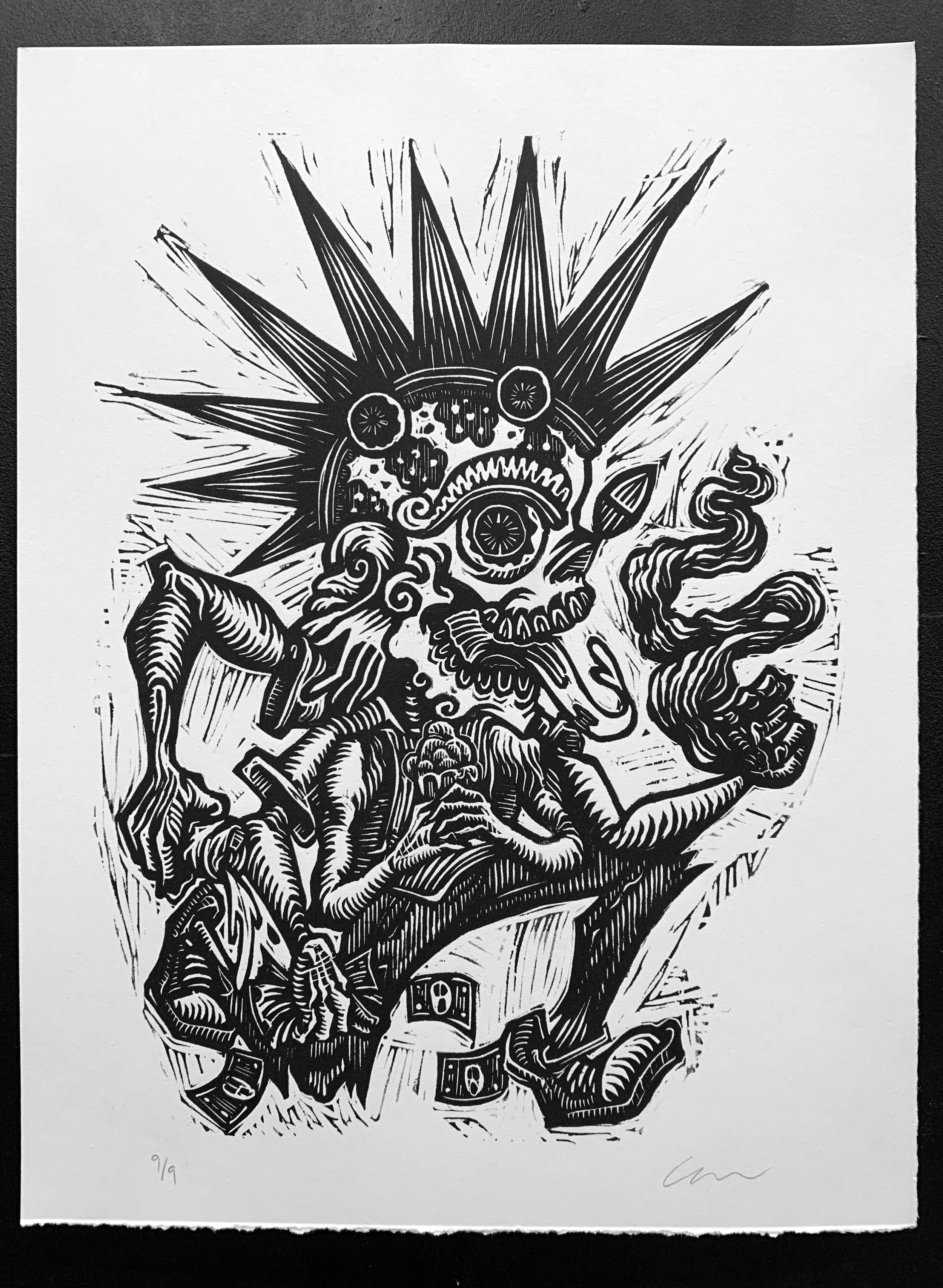 Mictlan Punk relief print