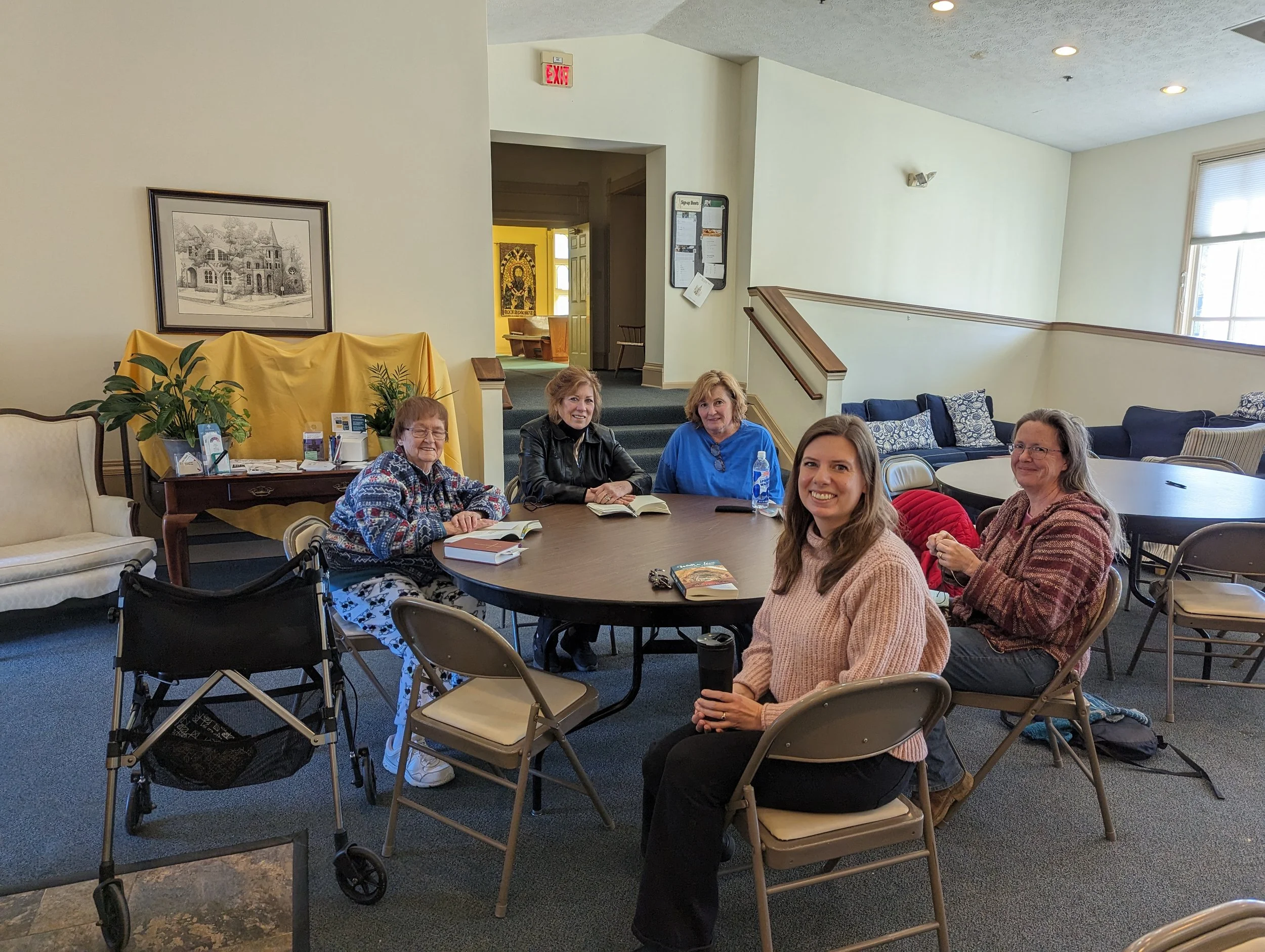 Book club gathered in Brigid House