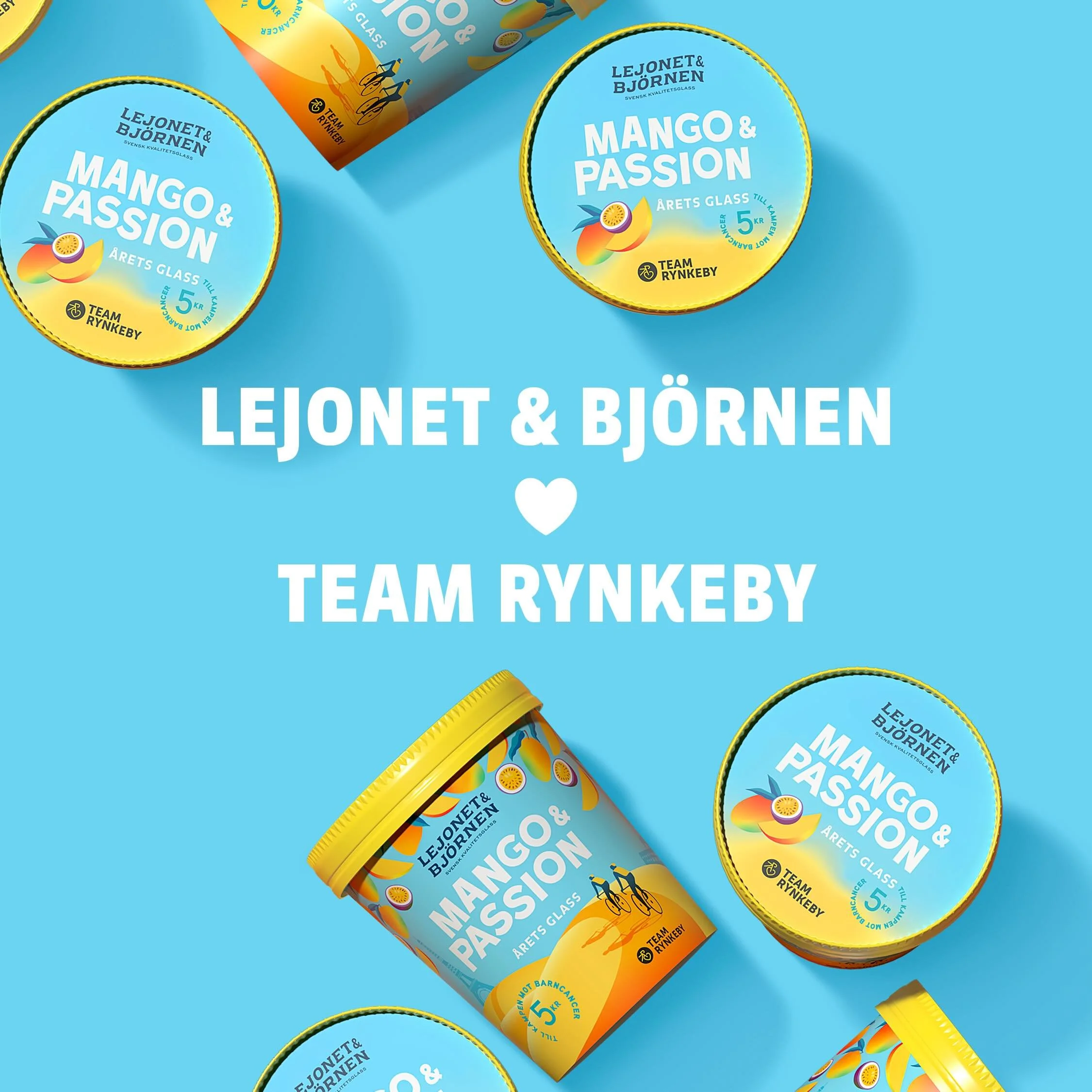 Varje b&auml;gare Mango &amp; Passion st&ouml;ttar Team Rynkebys insamling till Barncancerfonden. Tack f&ouml;r att du v&auml;ljer med hj&auml;rtat - glassen finns i frysen. 💛

#lejonetochbj&ouml;rnen #svensksuperpremiumglass #v&auml;rdattdela #team
