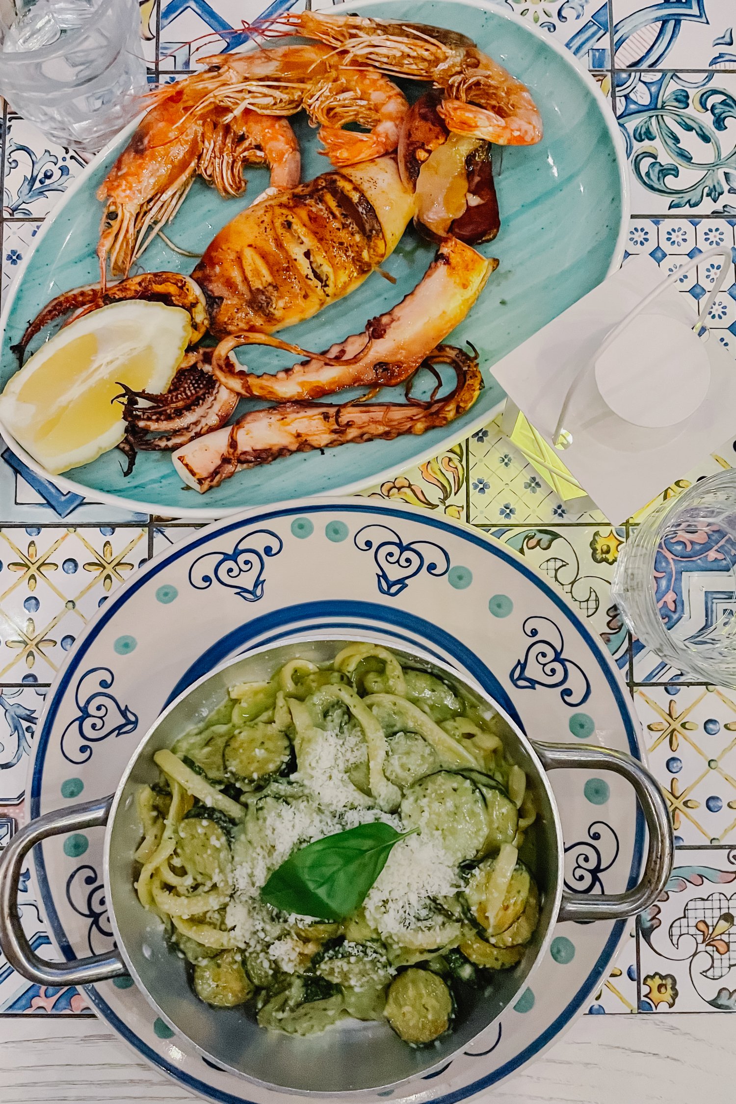 Spaghetti alla Nerano and seafood.jpg