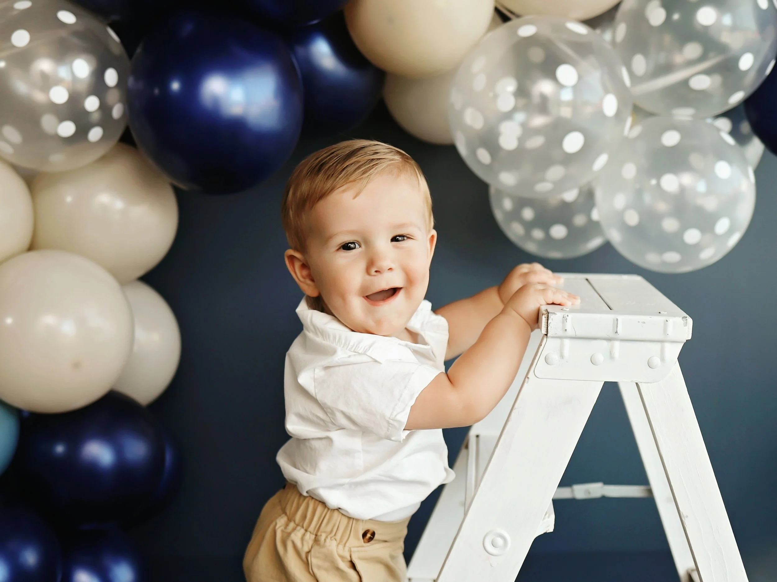 Navy and White First Birthday Session - Southern Illinois Photographer