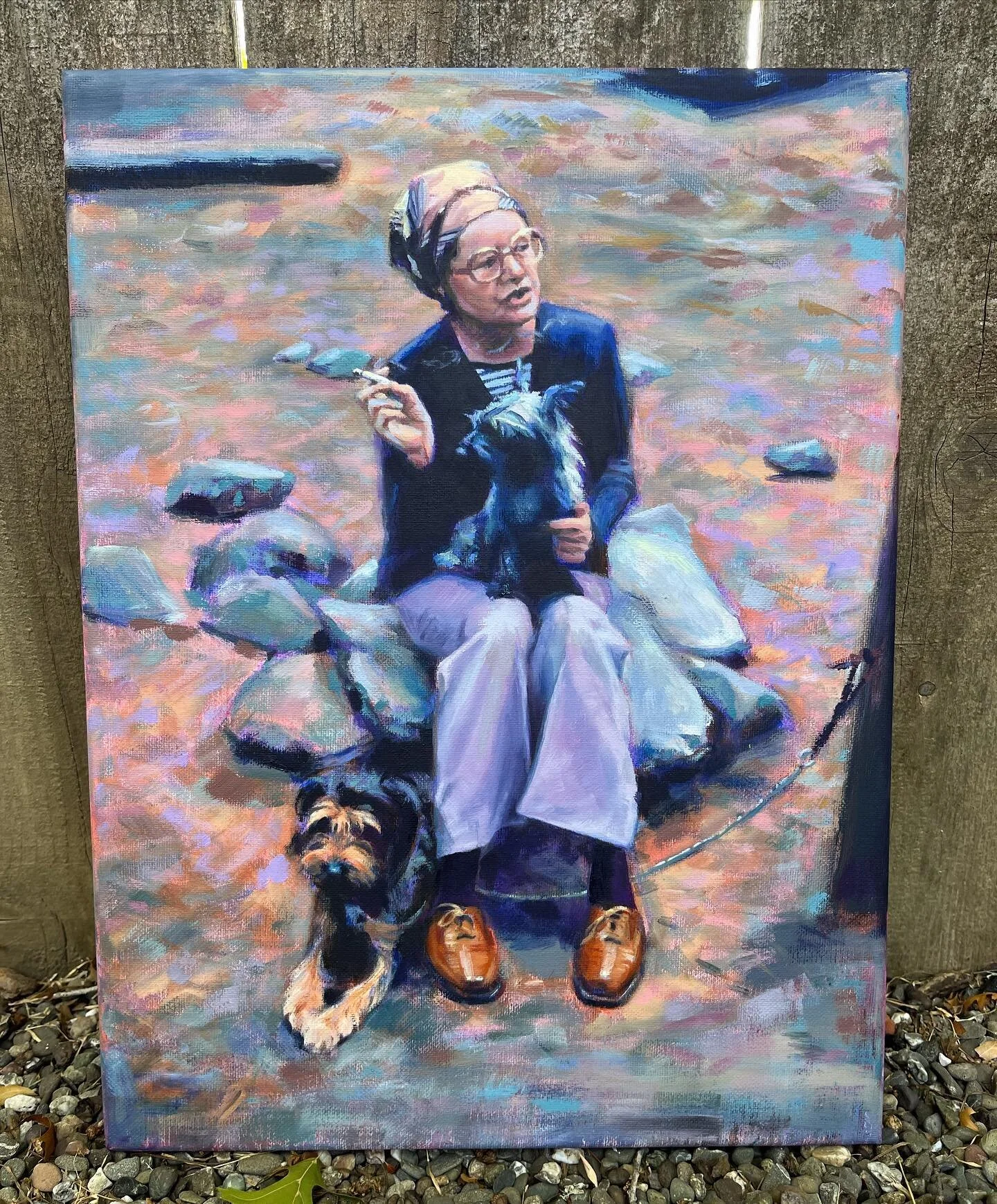 Been sitting on this one, in case I wanted to revisit. I think I&rsquo;m ready to call it done and keep moving. But I love this moment so much.

Babička in the Sierras
16 x 12&rdquo; oil on canvas
