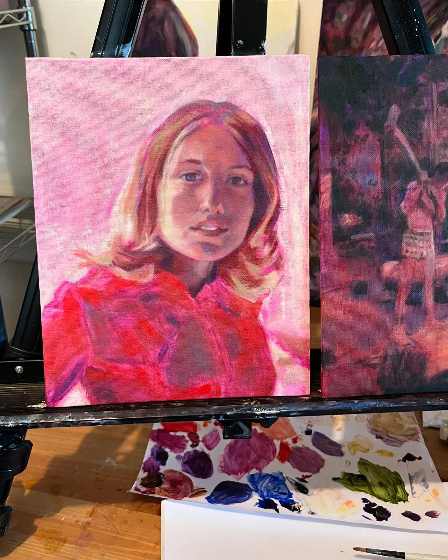 Second pass, working on my aunts gorgeous face ❣️ oil on canvas