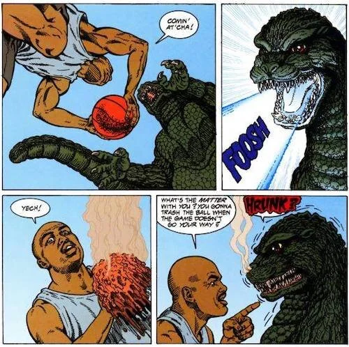 Godzilla Balling I've Got Issues: Godzilla Vs. Barkley (1993) — Neon Splatter