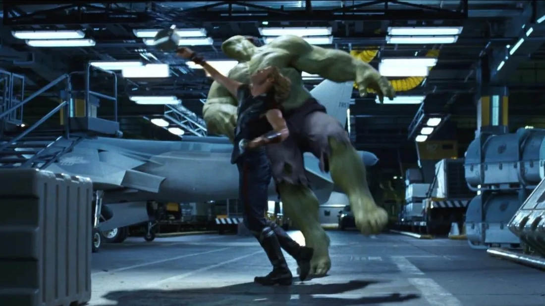 THE AVENGERS (2012) Chris Hemsworth and Mark Ruffalo