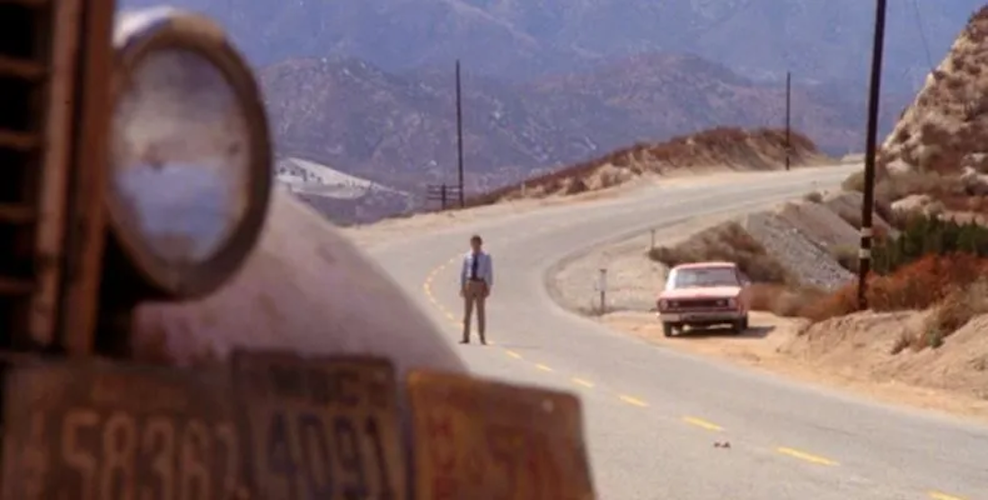 DUEL (1971) Dennis Weaver in road