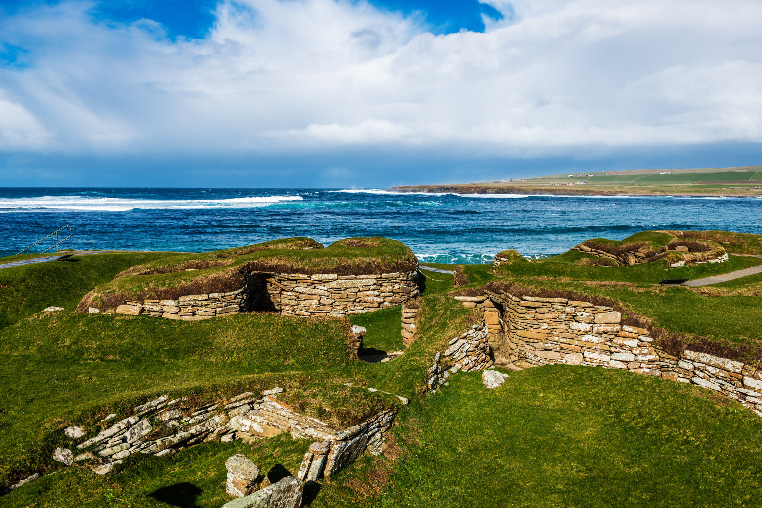 Skara Brae on the coast of Orkney Island in the Scottish Isles.
