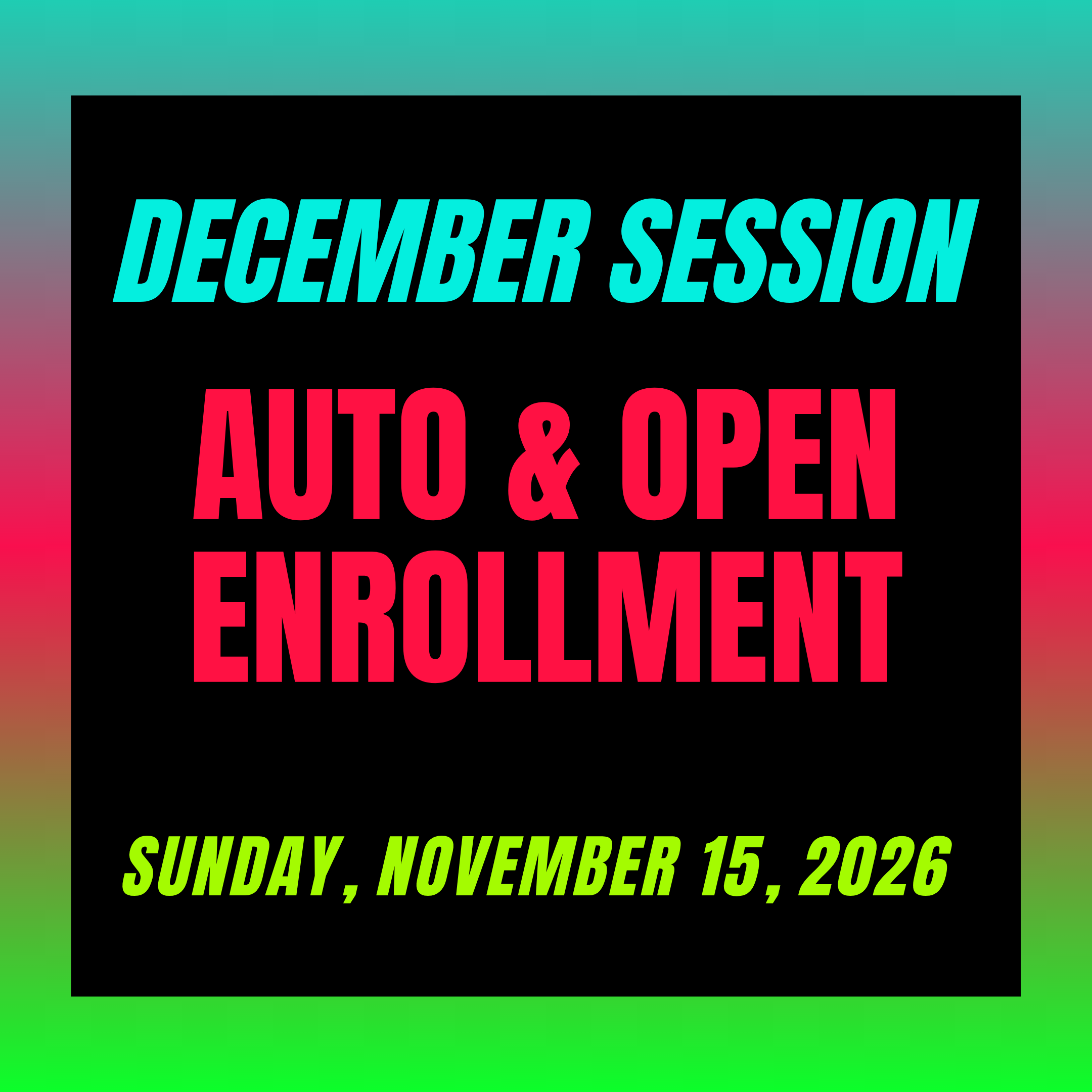 December Session Enrollment