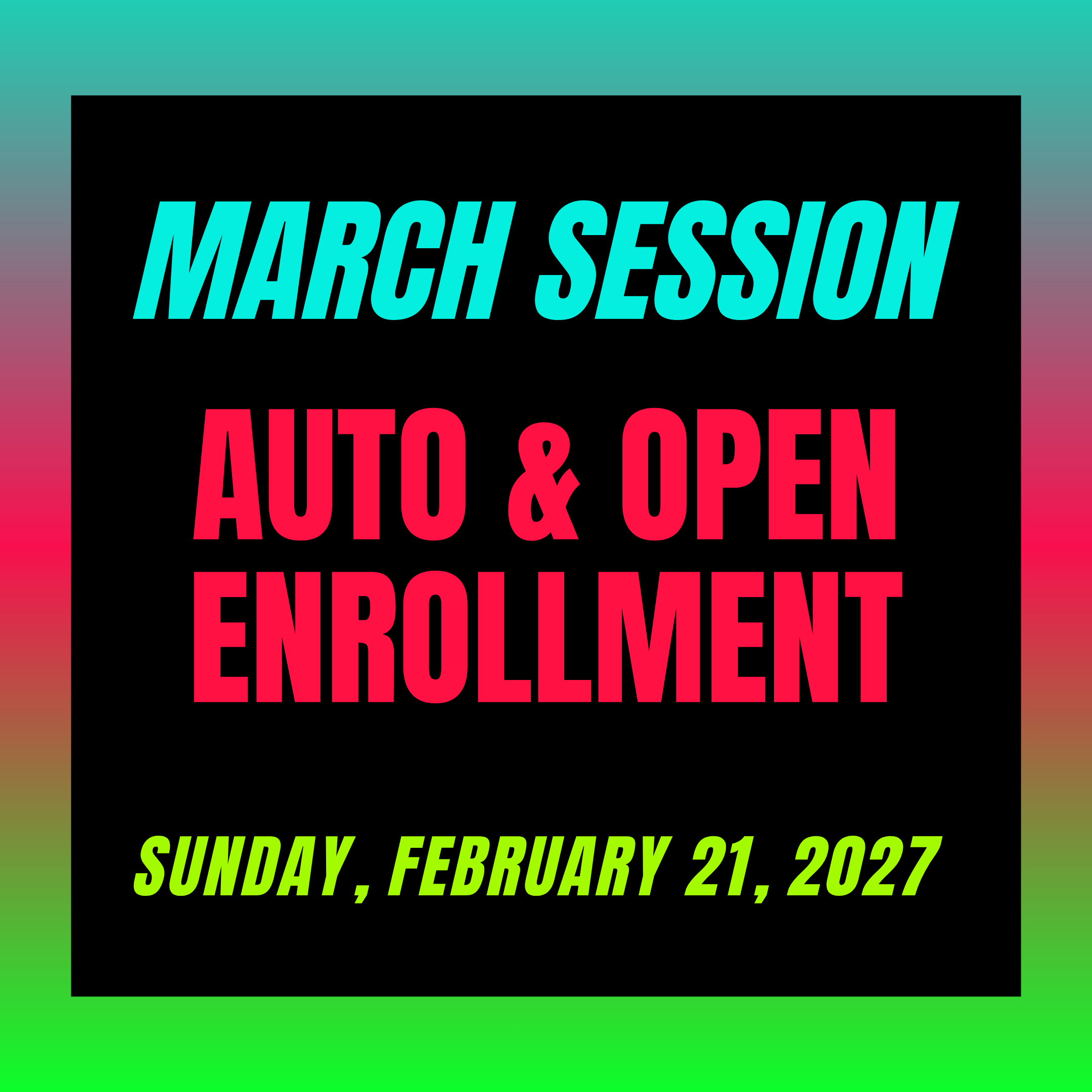 March Session Enrollment