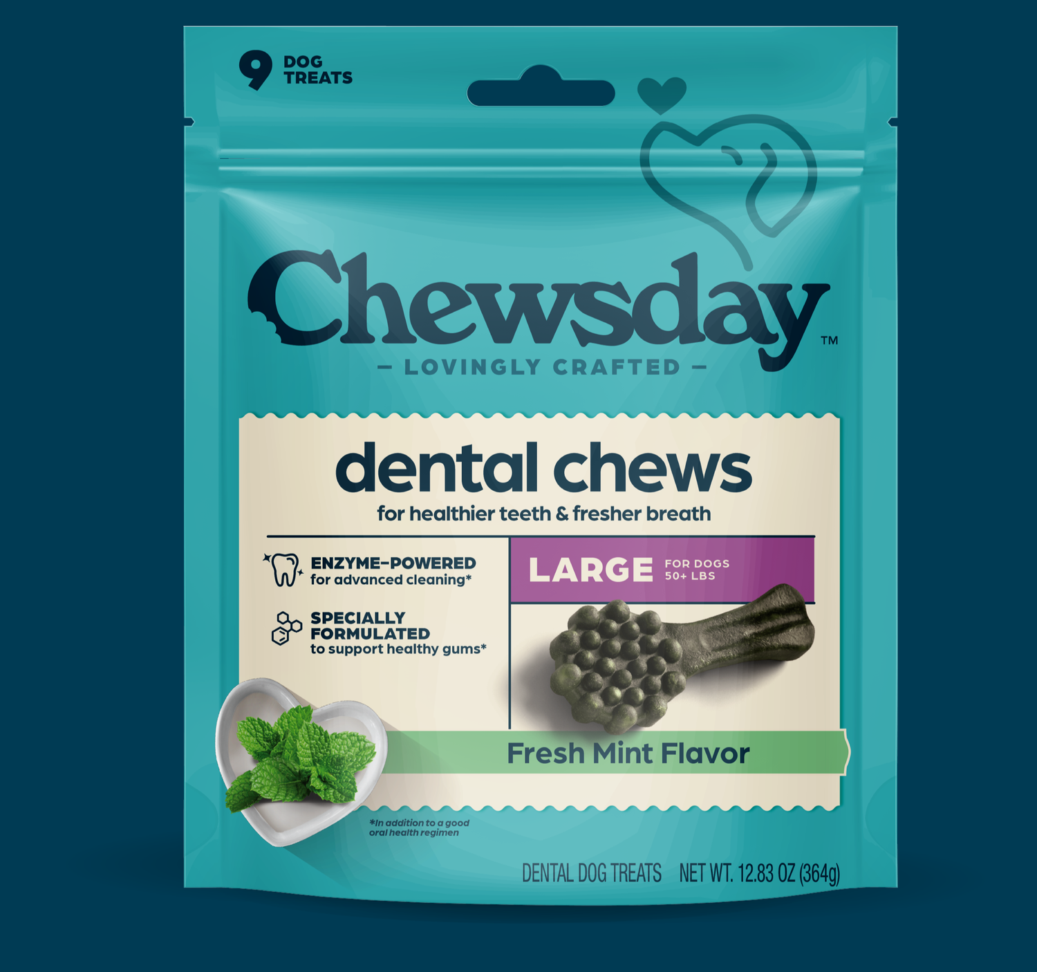Natural, Large Mint Dental Chews | Chewsday — Chewsday