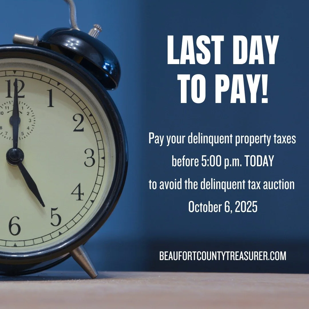 🚨 LAST DAY TO PAY! 🚨
If you still owe 2024 property taxes, including mobile homes and real property (land & dwellings), today is the FINAL day to make your payment and avoid the 2025 Delinquent Tax Sale.
⏰ Deadline: 5:00 PM TODAY
💻 Pay or le