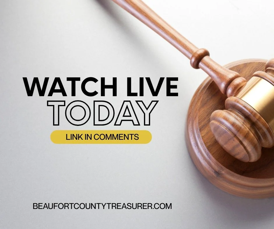 Today is the 2025 Annual Delinquent Tax Sale. 
Registered bidders must check in between 8:00 and 9:30 AM, and bidding begins promptly at 10:00 AM. 
Tune in and watch live.
