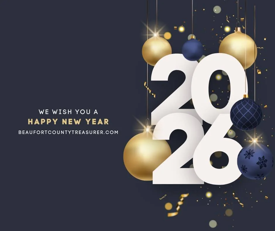 🎉 Happy New Year from the Beaufort County Treasurer&rsquo;s Office 🎉

We wish everyone a safe and happy New Year. Our office is closed today in observance of the holiday and will reopen tomorrow at 8:30 a.m.

Have questions or need assistance? Visi