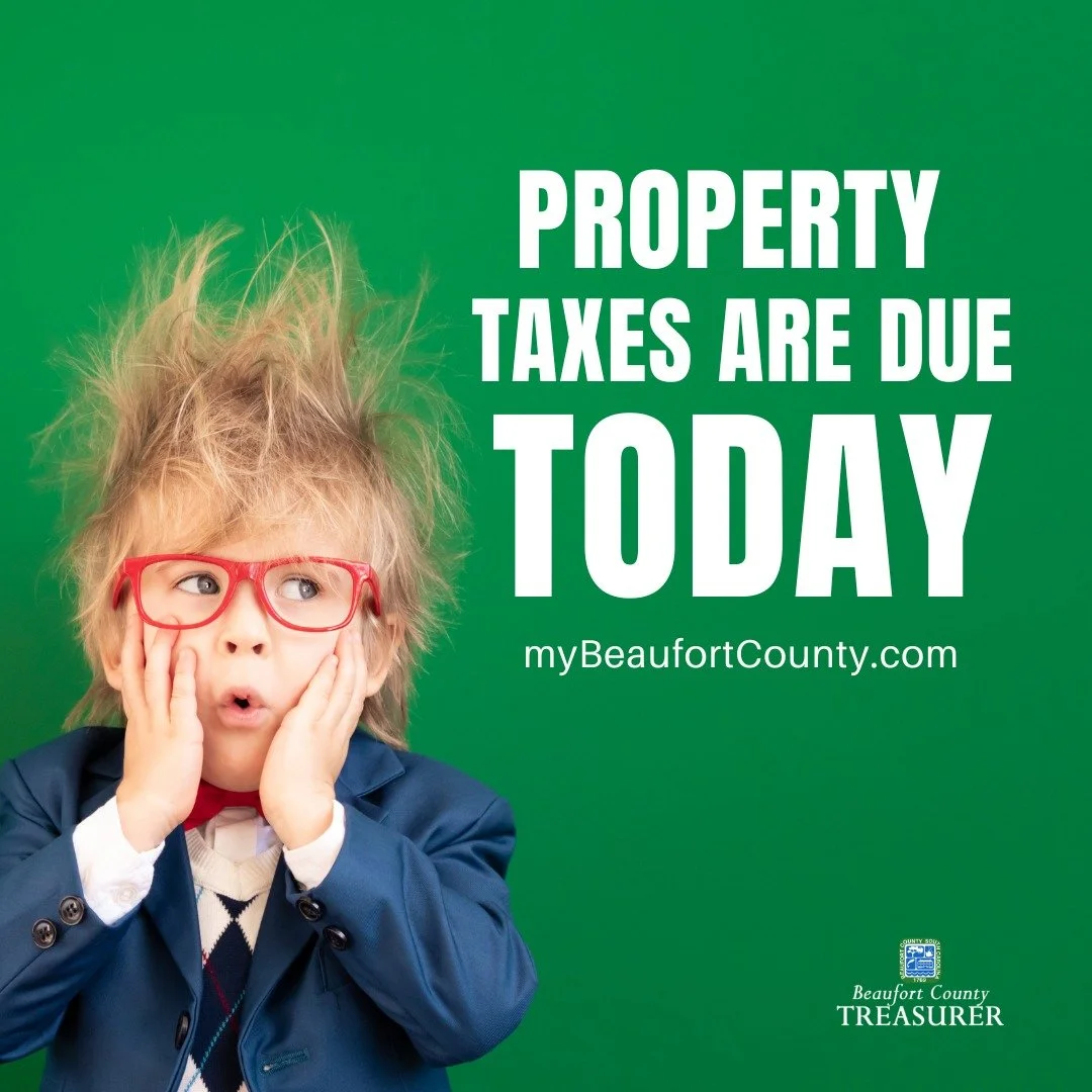 Final Reminder:
Today is the last day to pay your 2025 Annual Property Taxes. Avoid long lines and last-minute delays by paying online.

Don&rsquo;t waste time&mdash;avoid penalties and late fees.
Pay quickly and securely at myBeaufortCounty.com.
#Pr