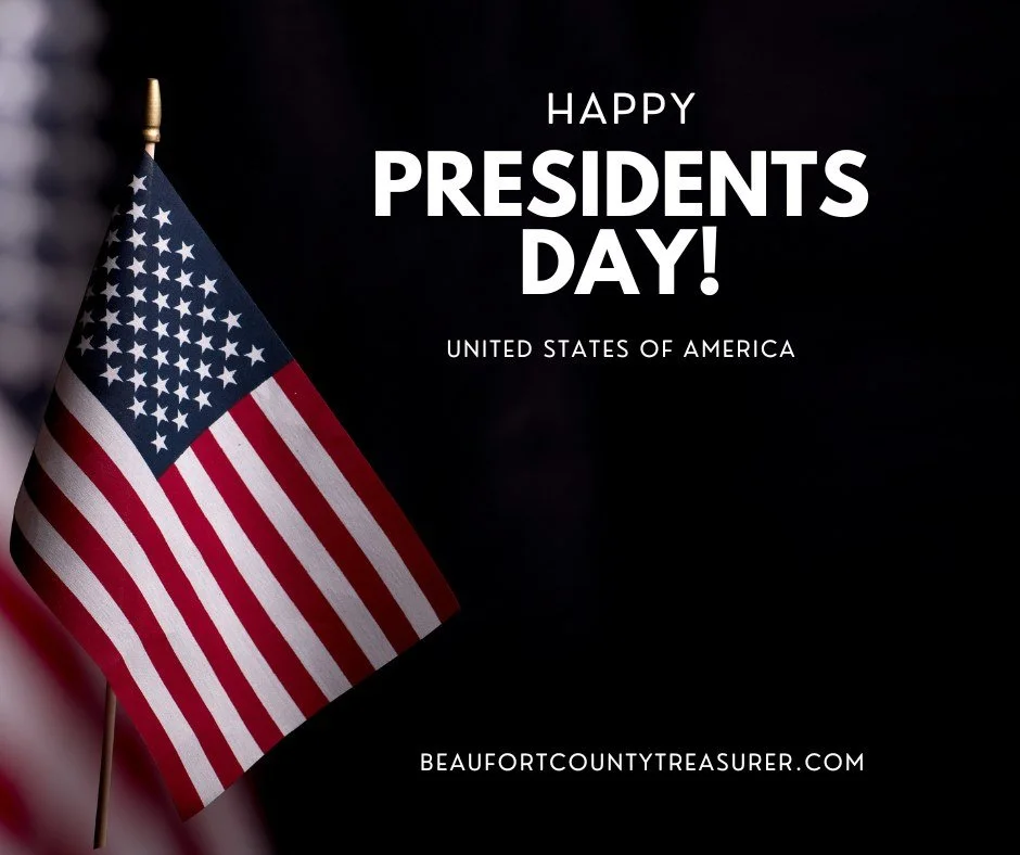 In observance of President&rsquo;s Day, the Beaufort County Treasurer&rsquo;s Office will be closed on today, Monday, February 16th.

💻 Need to make a payment? Visit myBeaufortCounty.com to pay online anytime.

❓ Have questions or need assistance? C