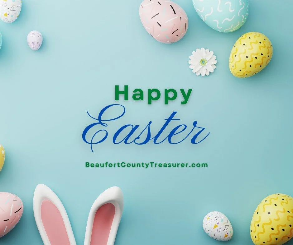 🌷🐣 ¡Feliz Pascua desde la Oficina del Tesorero del Condado de Beaufort! 🐰🌼

Les deseamos a ustedes y a sus familias un día lleno de alegría, esperanza, renovación y un toque extra de dulzura. Ya sea que pasen el día buscando huevos, reuniéndose con sus seres queridos, 