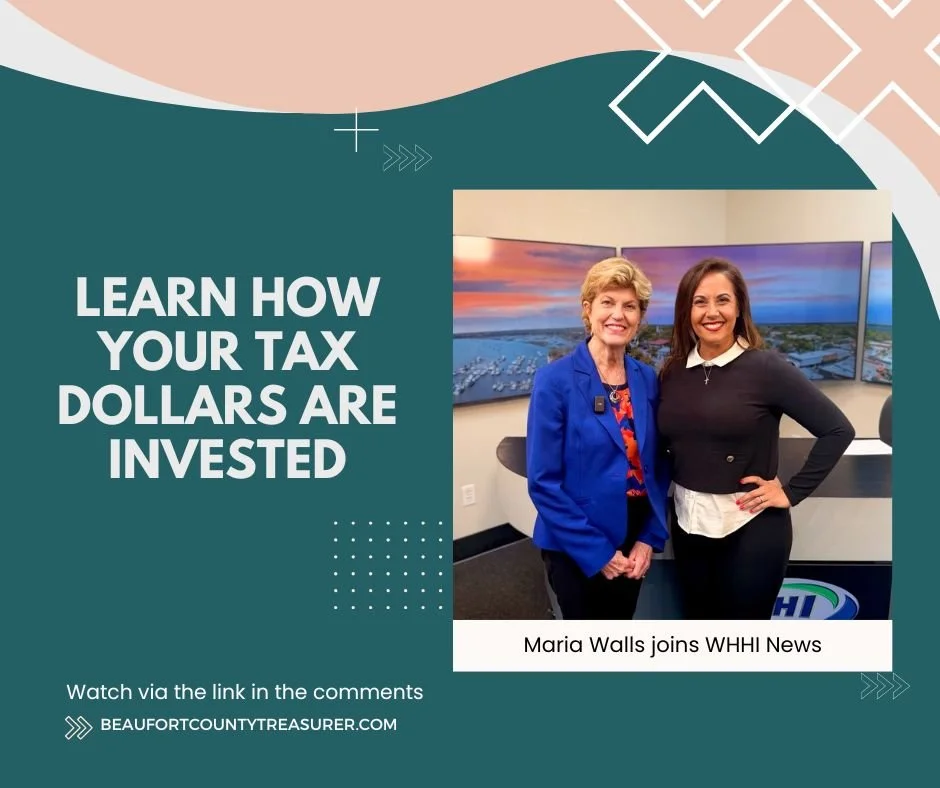 Your property tax dollars don&rsquo;t just sit still, they go to work! 💼✨

Watch as Maria Walls explains how every dollar flows through the Beaufort County Treasurer&rsquo;s Office and how smart cash flow management helps those funds earn for Beaufo