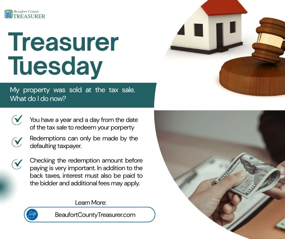 💡 TREASURER TUESDAY: YOUR PROPERTY WAS SOLD AT TAX SALE&mdash;WHAT NOW?

If your property was sold at the Delinquent Tax Sale, it may not be too late to save your property. 🏡

Property owners have one year and one day from the date of the Tax Sale 