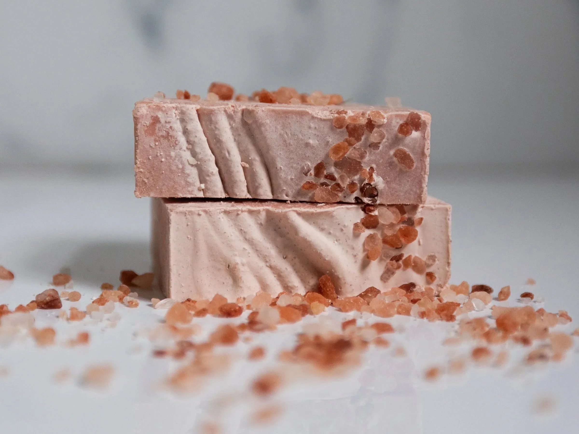 pink soap bar with pink salt