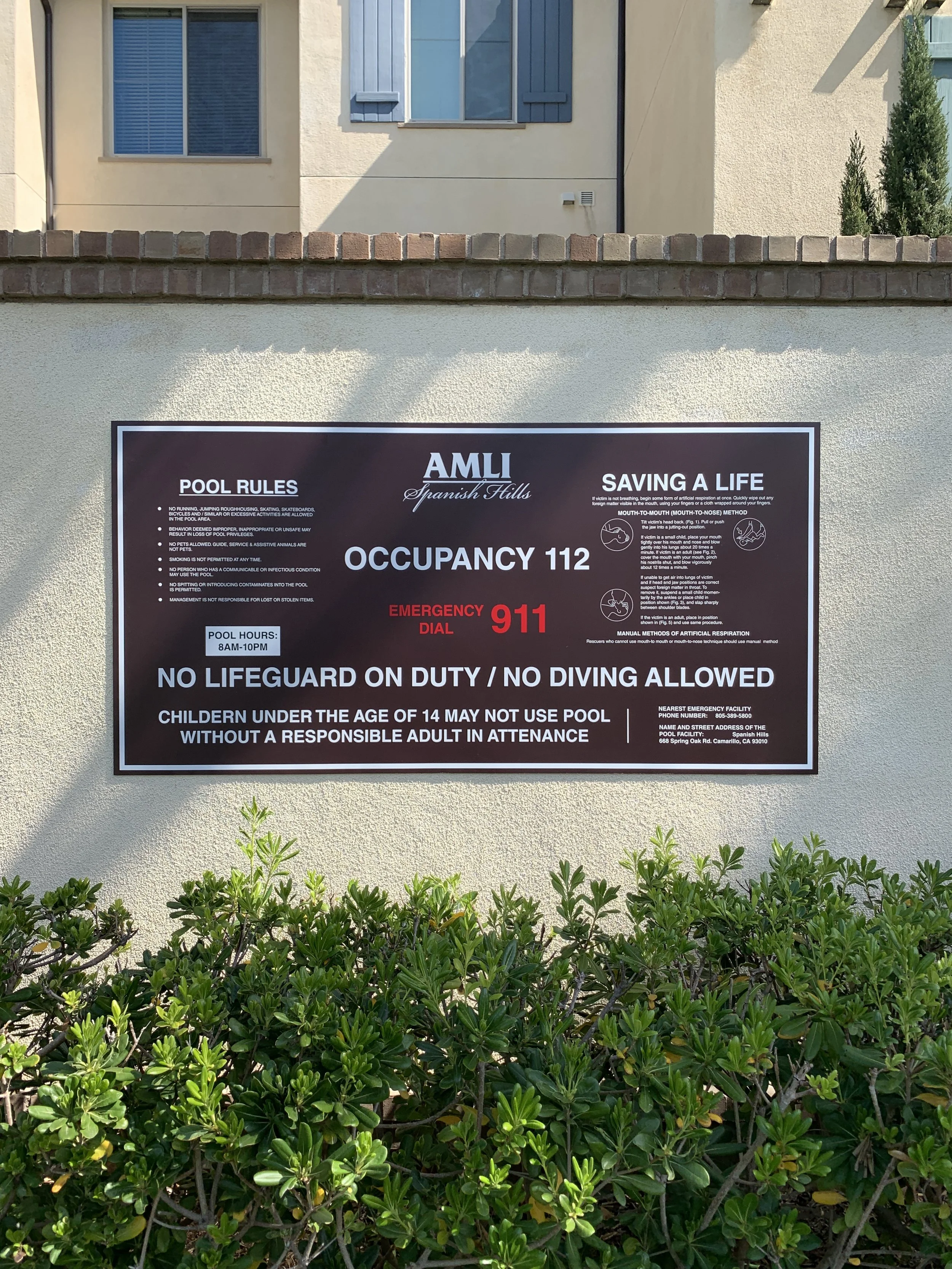 Aluminum composite pool rules sign