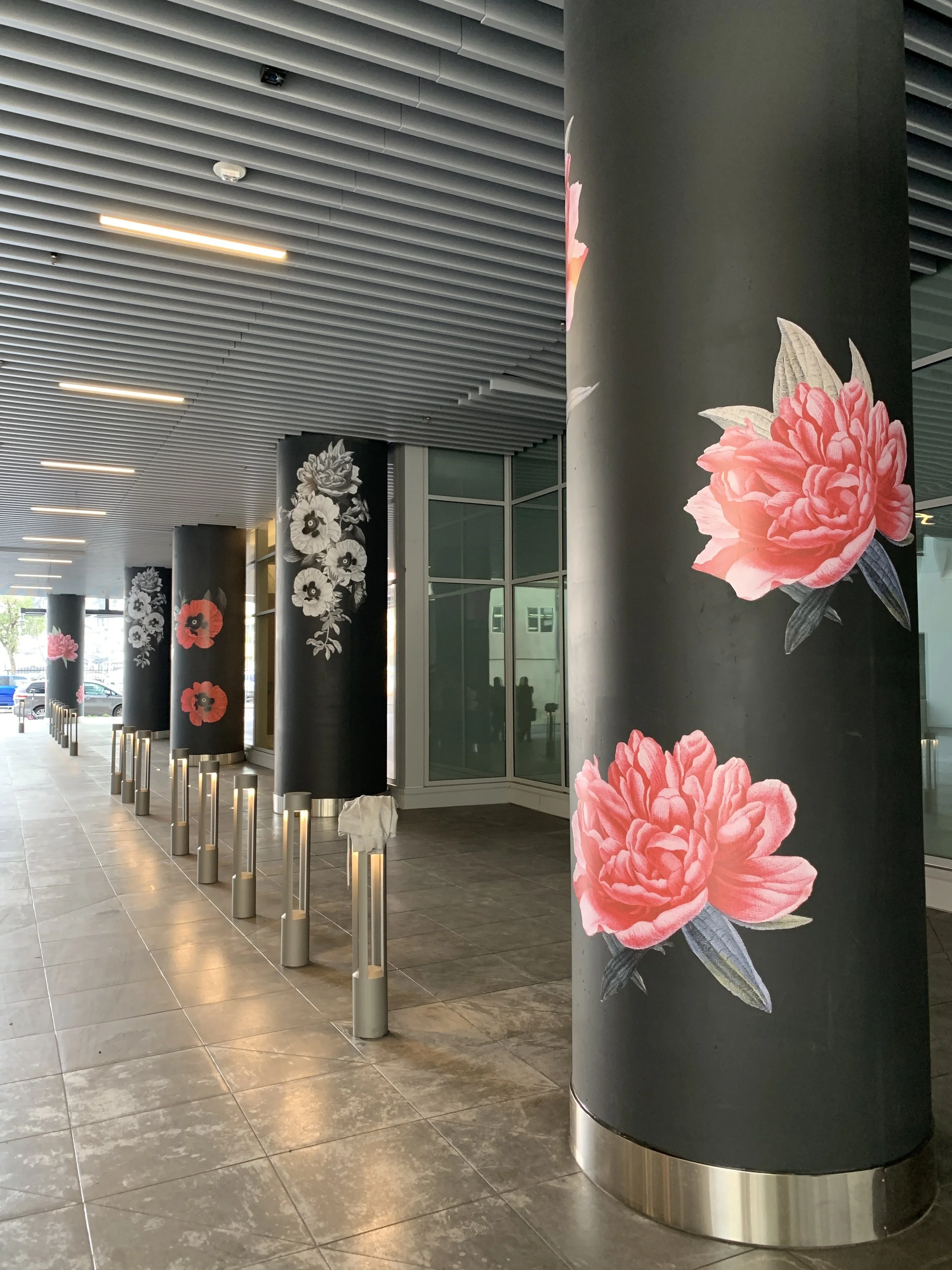 Computer cut concrete column graphic