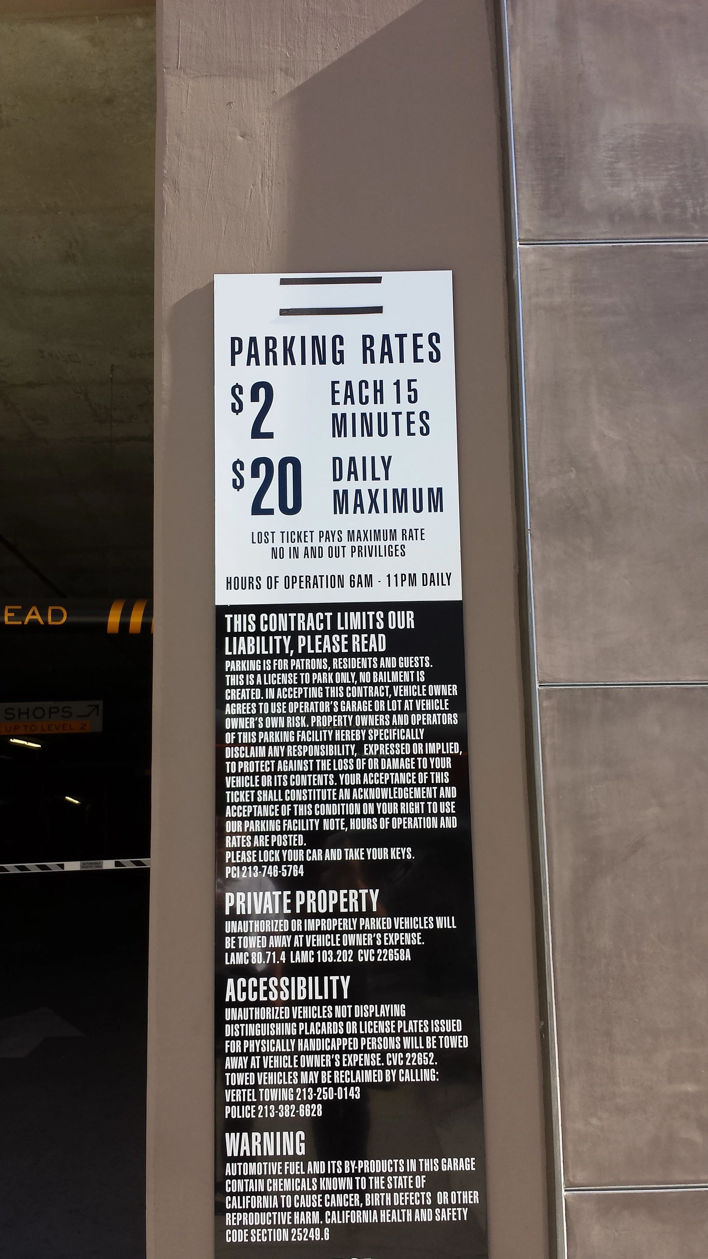 Parking rate sign