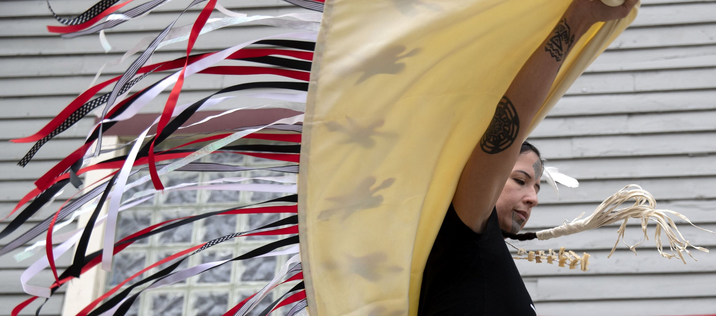  Stephanie Big Eagle performs a traditional fancy shawl dance during an Indigenous People's Day event Monday, Oct. 11, 2021, at Thunderbird Rising Studios in Indianapolis' Fountain Square neighborhood. The meet and greet event also featured tattoo co
