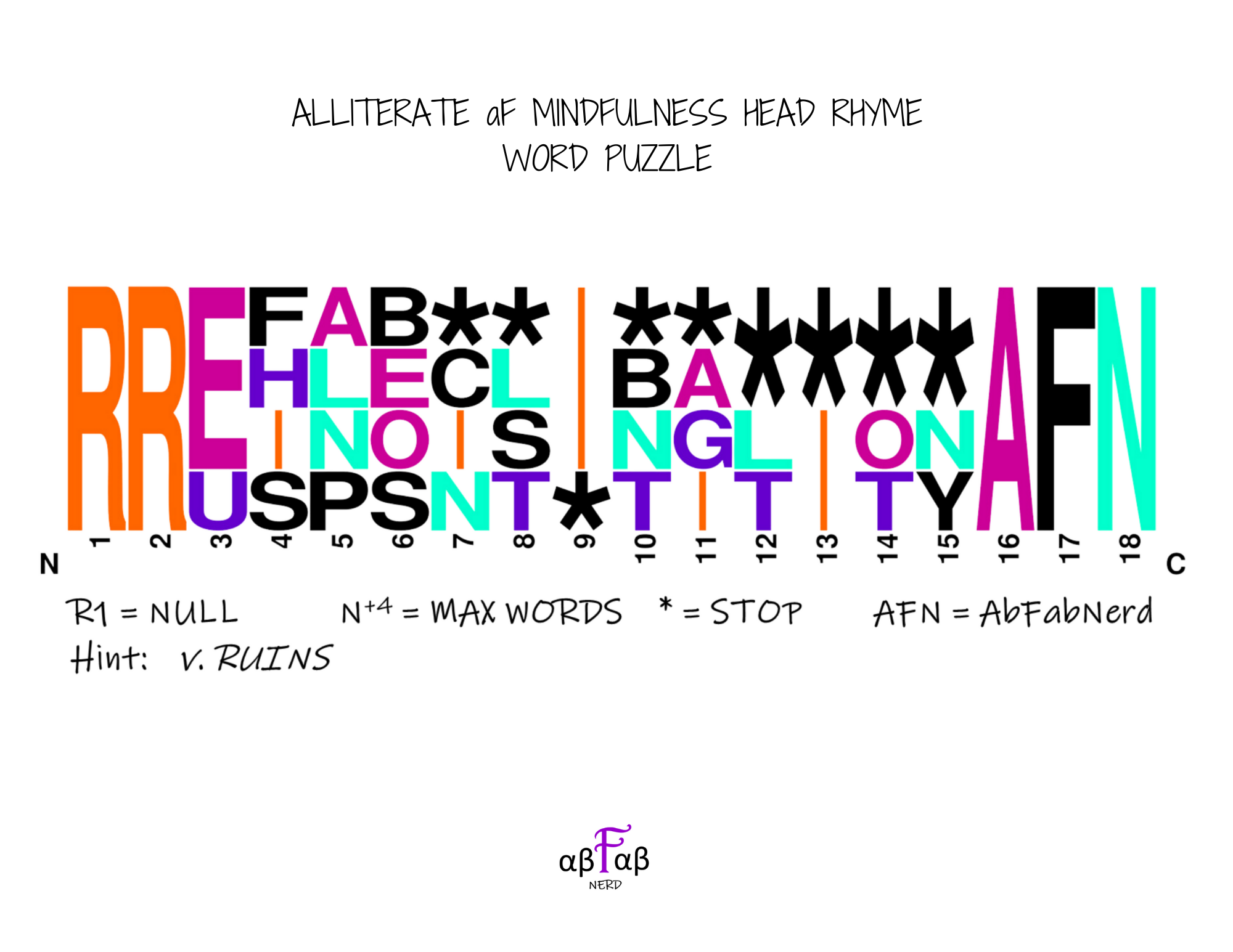RUINS Alliteration WORD PUZZLE Daily Affirmations Digital Download Mental Health Mindfulness Printable PDF